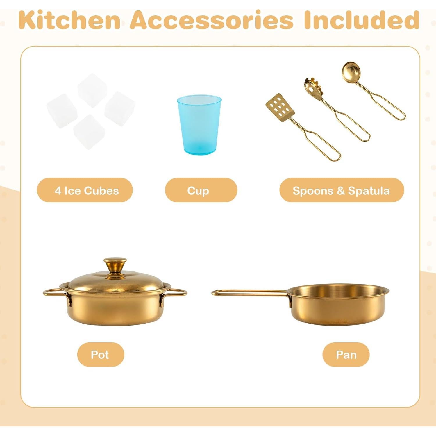 Cocina de Juguete KOTEK para Niños con Accesorios - Crema