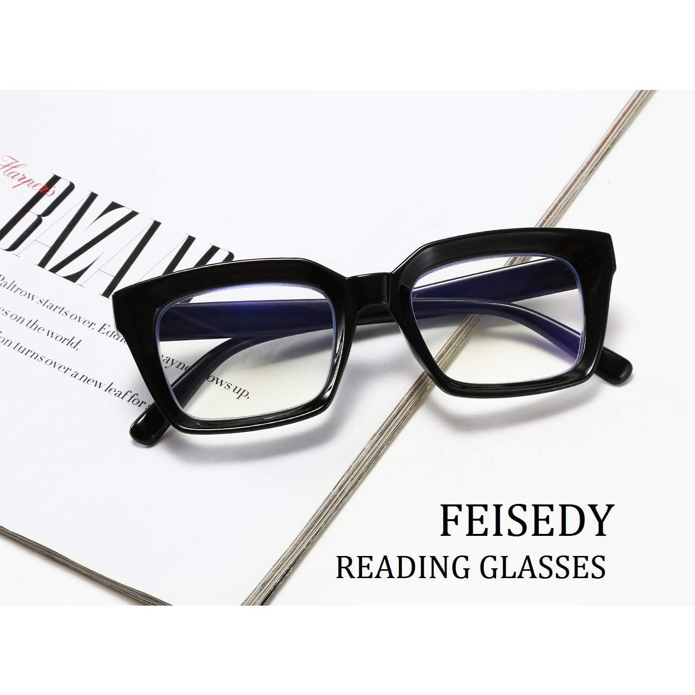Gafas de Lectura FEISEDY B2479 Retro Cuadradas Anti Luz Azul