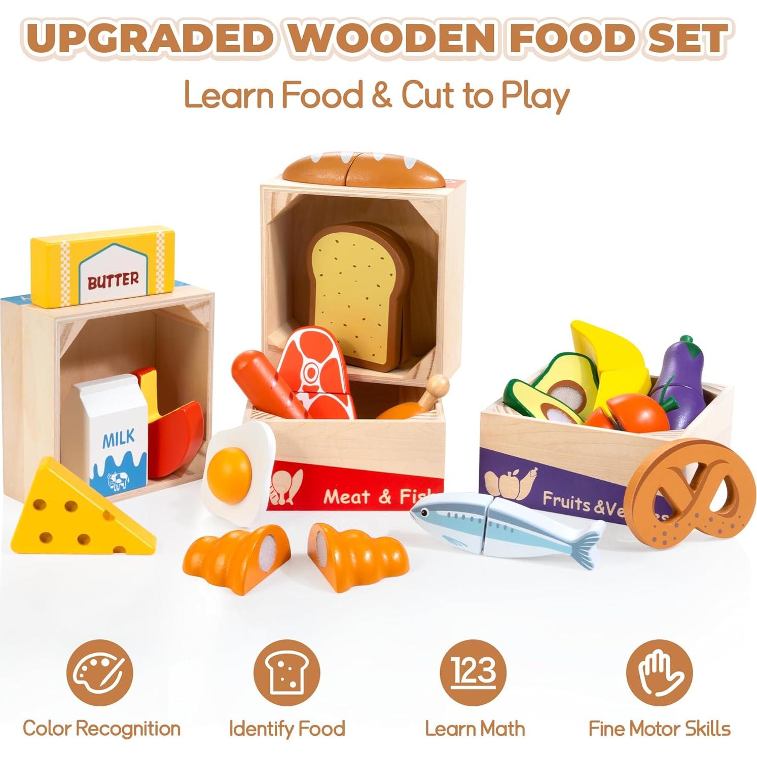 Juego de Comida de Madera WOODMAM para Niños 3+ Años