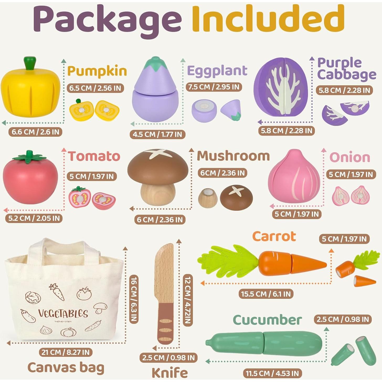 Conjunto de Comida de Madera Beberolen para Niños 3+ Años