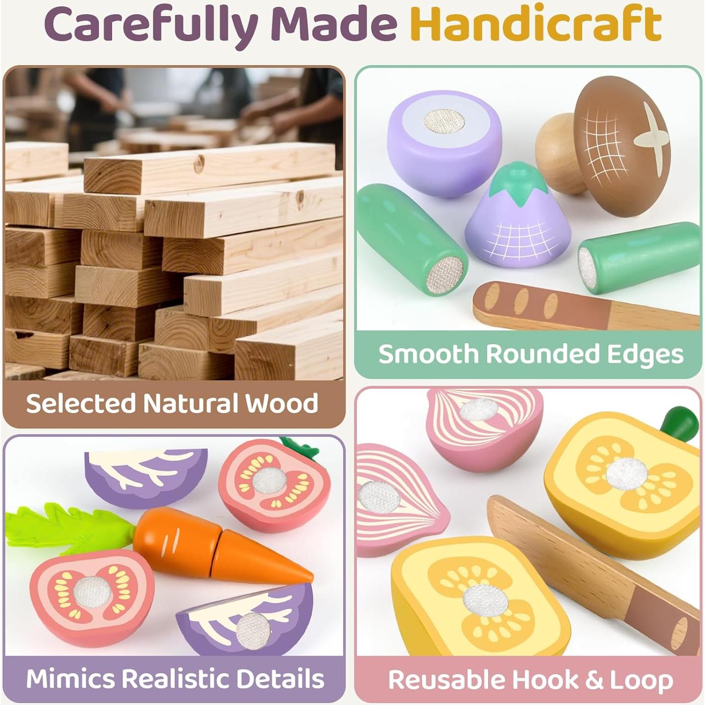 Conjunto de Comida de Madera Beberolen para Niños 3+ Años