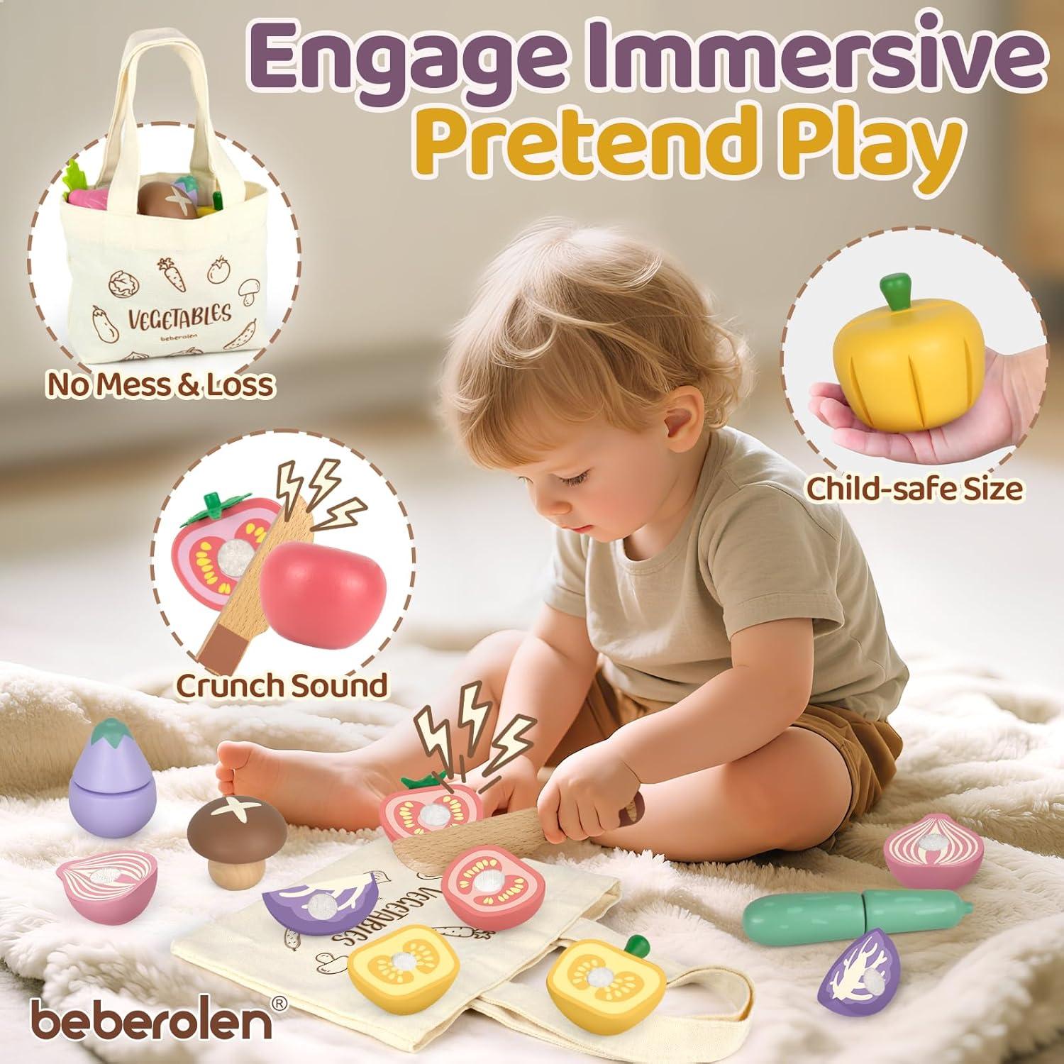 Conjunto de Comida de Madera Beberolen para Niños 3+ Años