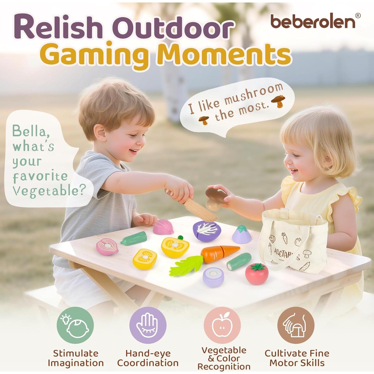 Conjunto de Comida de Madera Beberolen para Niños 3+ Años