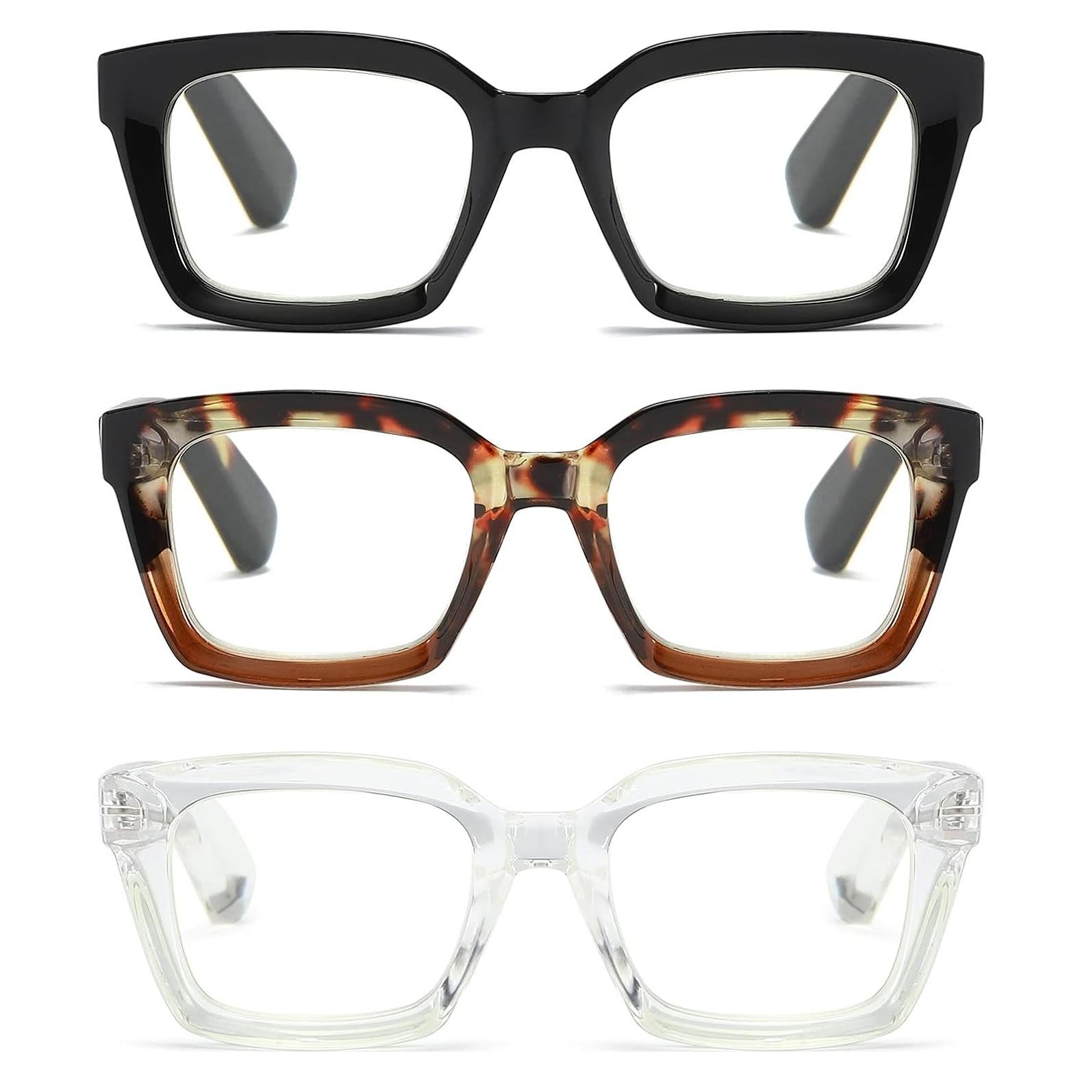 Paquete de 3 Gafas de Lectura ZXYOO Cuadradas 2.5x UV400