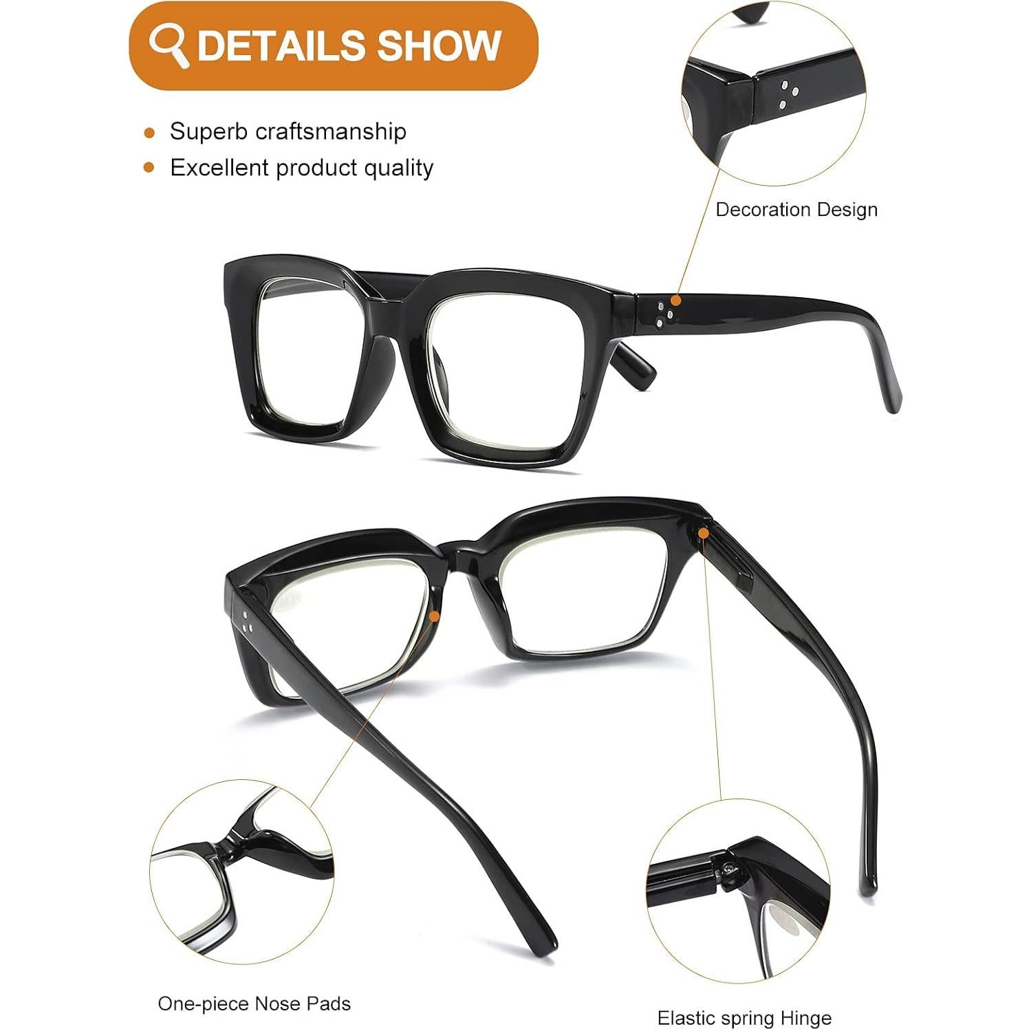 Paquete de 3 Gafas de Lectura ZXYOO Cuadradas 2.5x UV400