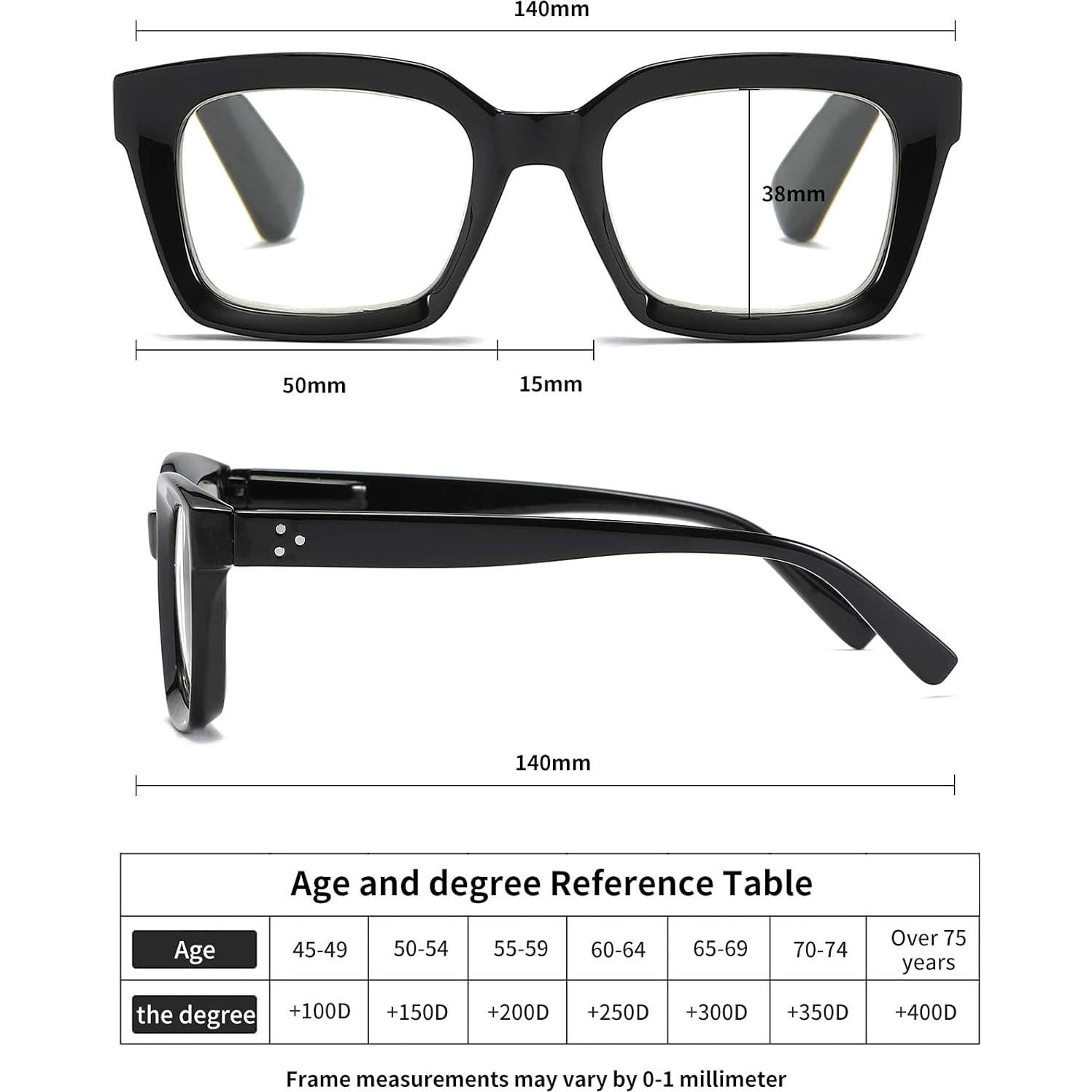 Paquete de 3 Gafas de Lectura ZXYOO Cuadradas 2.5x UV400
