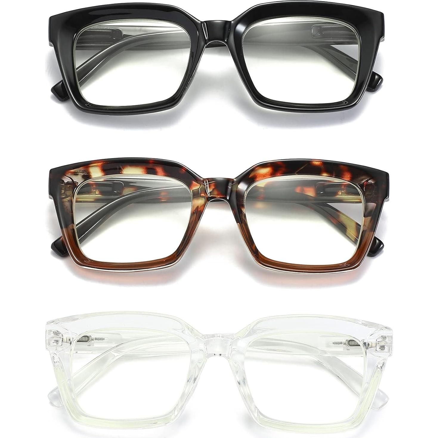 Paquete de 3 Gafas de Lectura ZXYOO Cuadradas 2.5x UV400