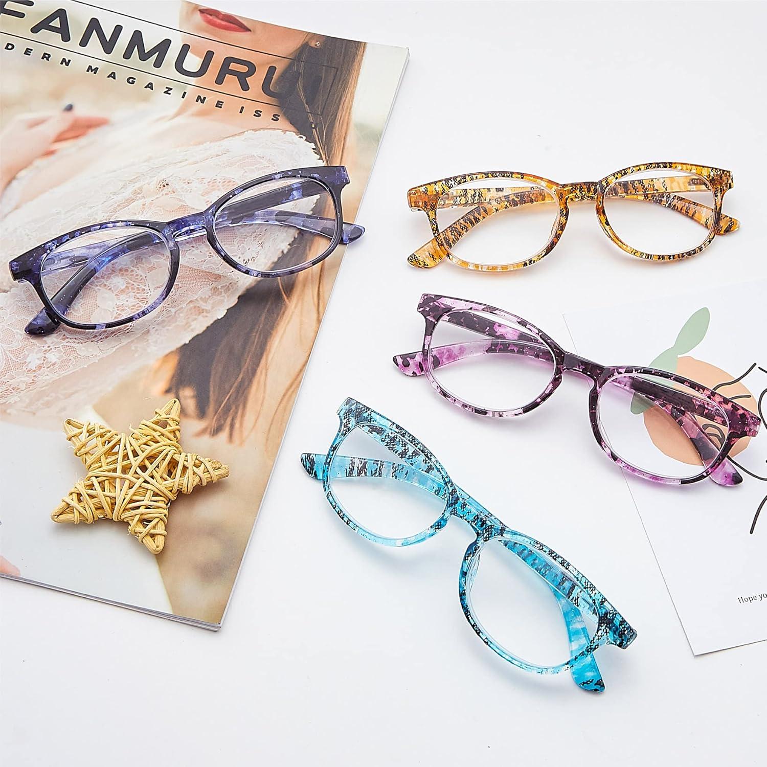 Gafas de lectura EYEGUARD 4 Pack Lentes coloridos para mujeres
