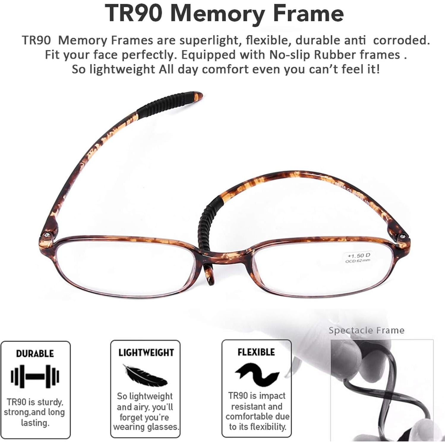 Gafas de Lectura AQWANO TR90 +1.75 Bloqueo Luz Azul UV