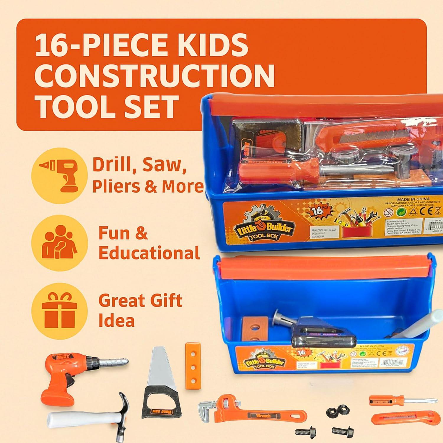 Juego Educativo de Herramientas 16 Piezas eBigValue para Niños