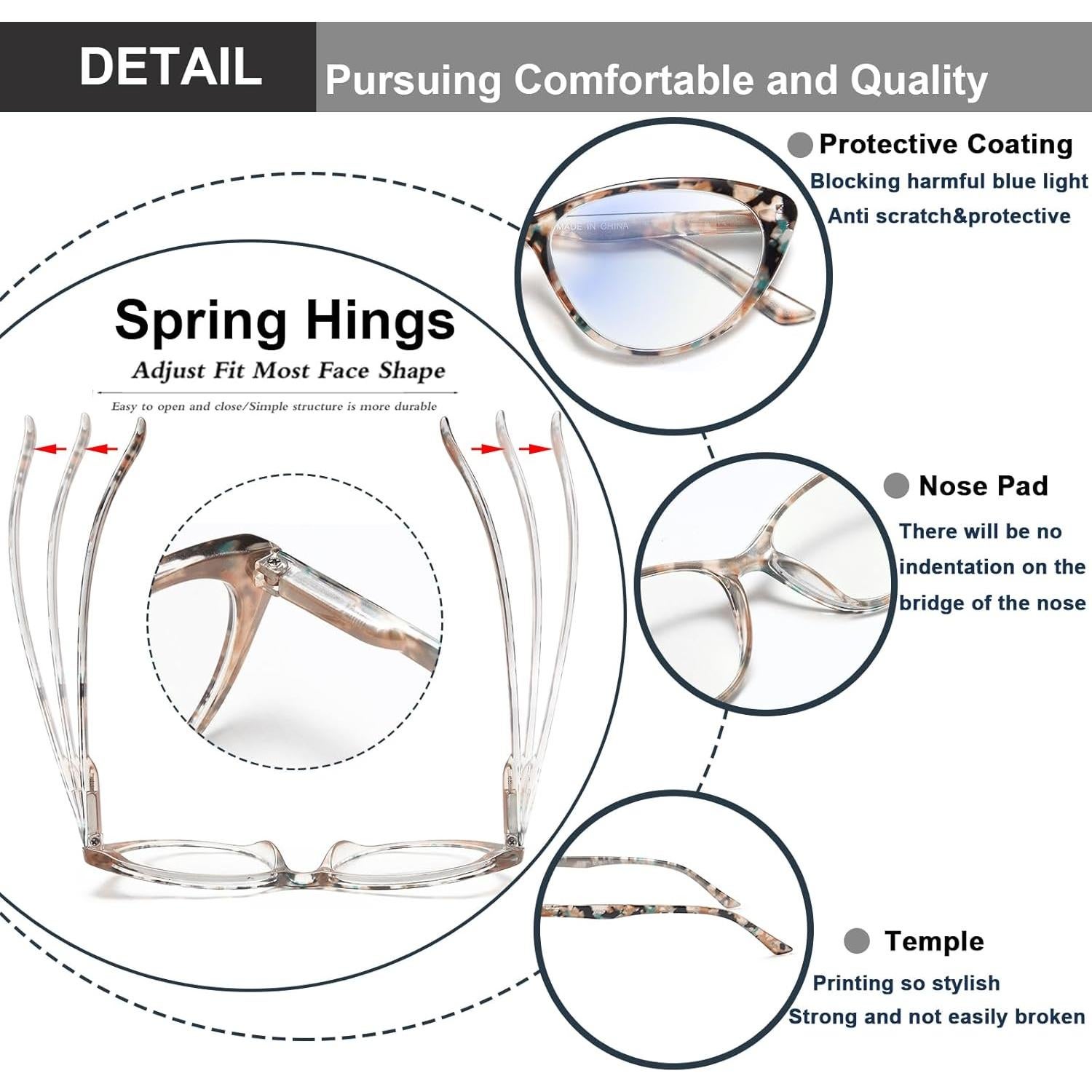 Gafas de lectura Cat Eye EYEURL +1.50 con bloqueo luz azul