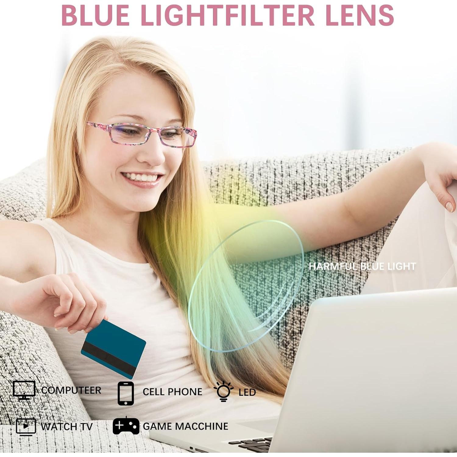 Gafas de Lectura VIDEBLA 6 Paquete Mezcla 1.5x Anti Luz Azul