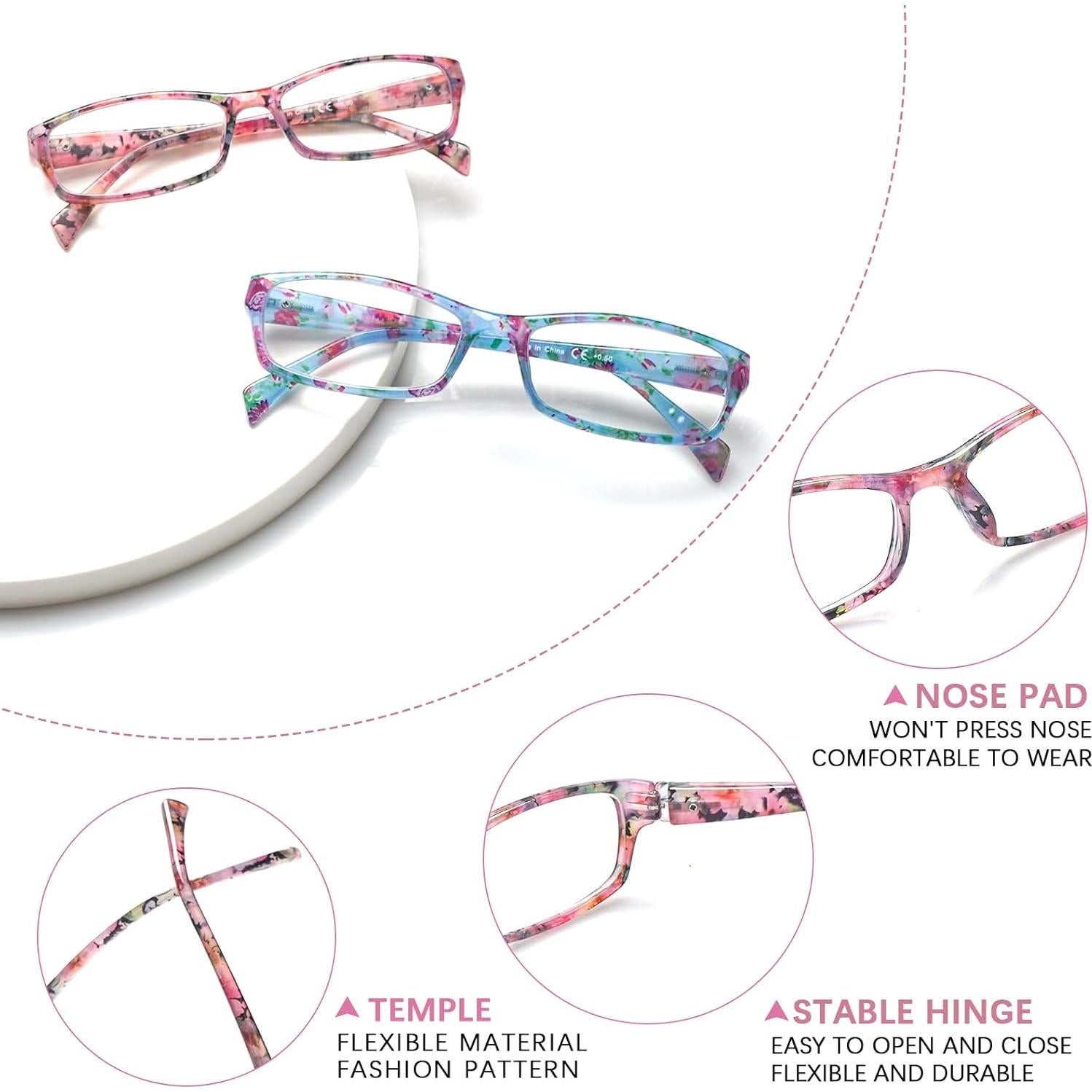 Gafas de Lectura VIDEBLA 6 Paquete Mezcla 1.5x Anti Luz Azul