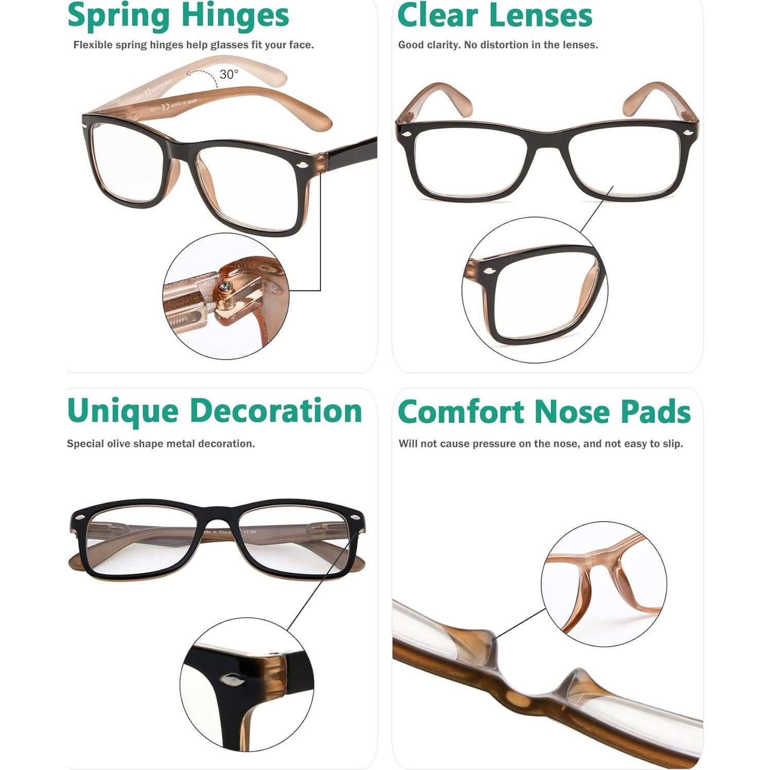 Gafas de Lectura Eyekepper Vintage 1.5x Negro-Marrón