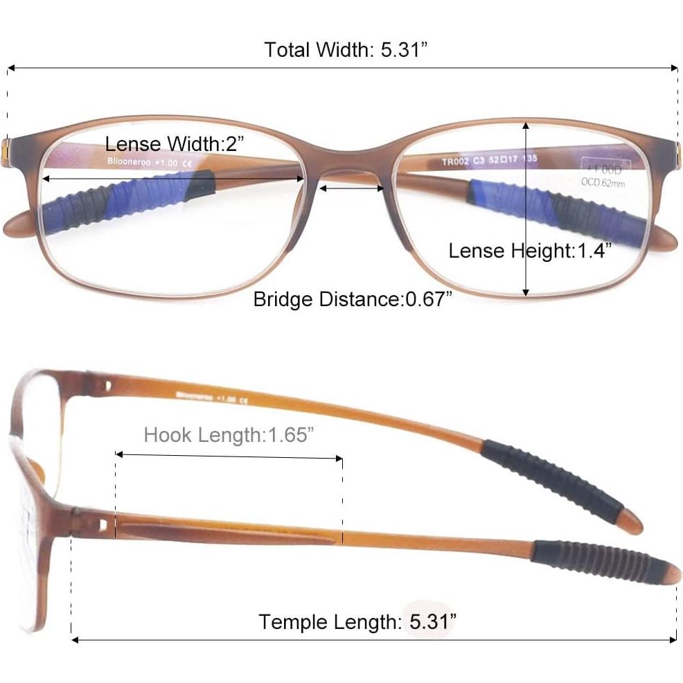 Paquete de 4 Gafas de Lectura Mcoorn +2.00 Bloqueo Luz Azul