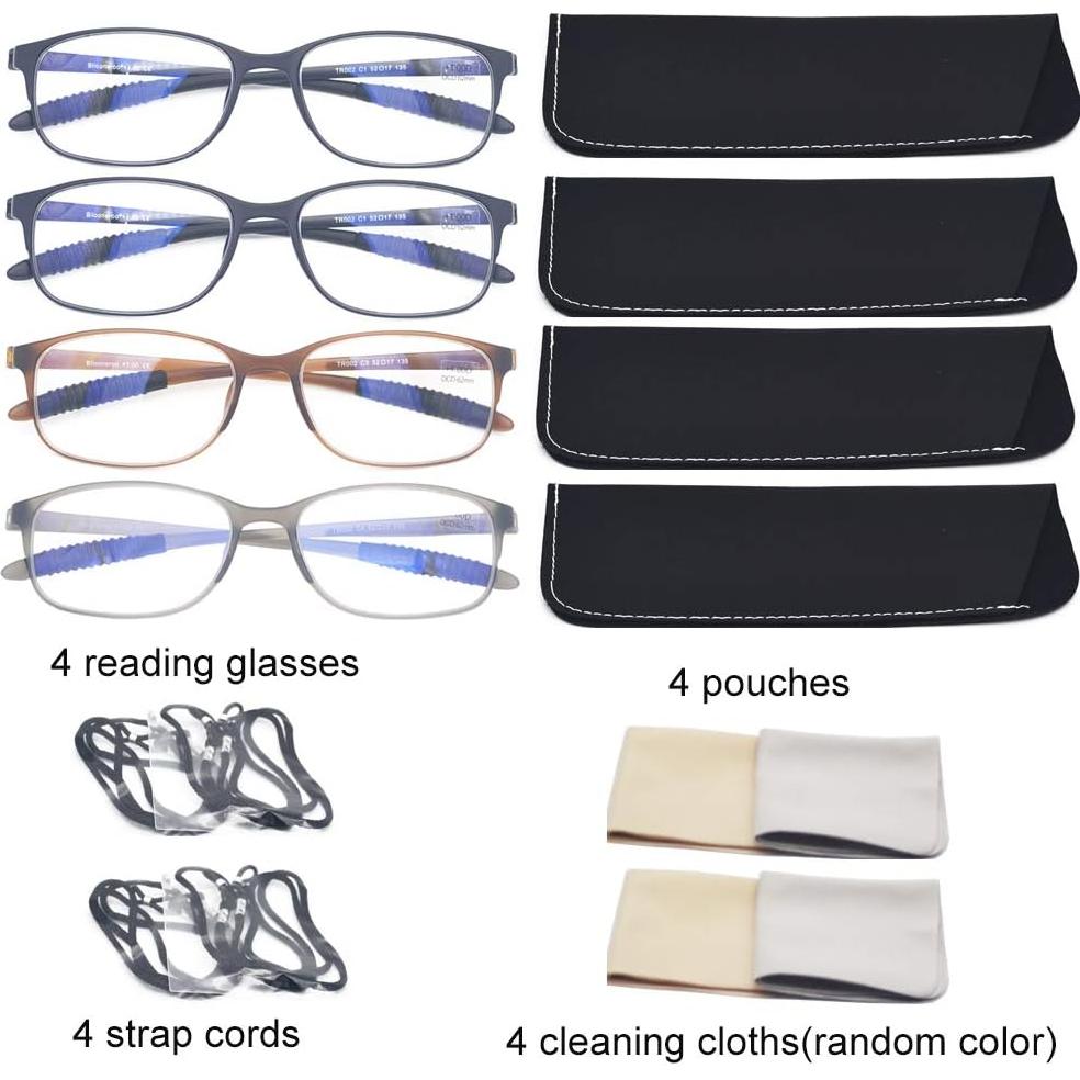 Paquete de 4 Gafas de Lectura Mcoorn +2.00 Bloqueo Luz Azul