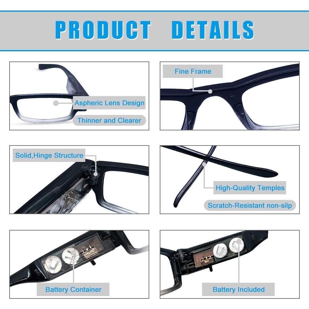 Gafas de lectura DUANMEI con luz LED +2.0 unisex