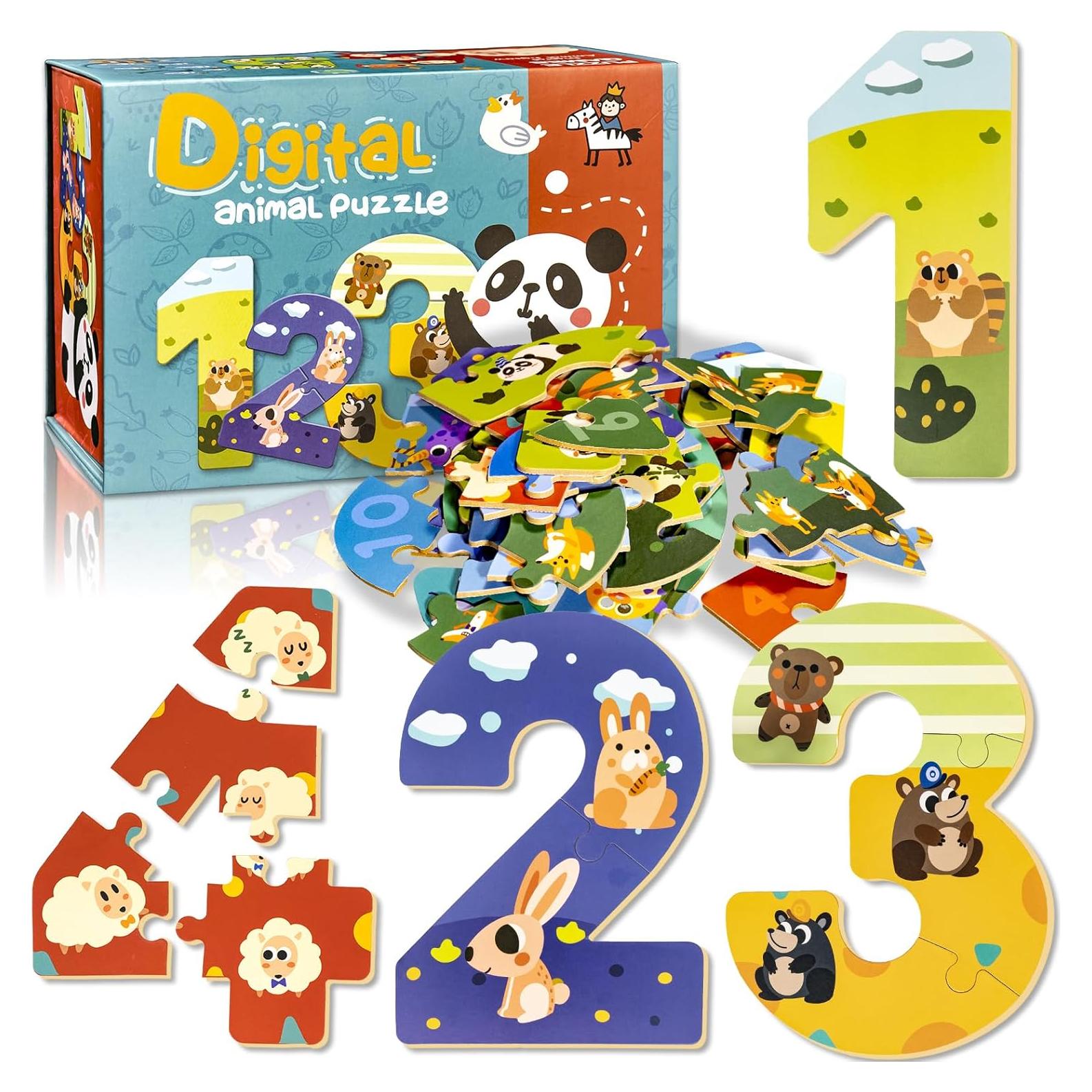 Rompecabezas de Números de Madera KIDS KING para Niños 3-5 Años