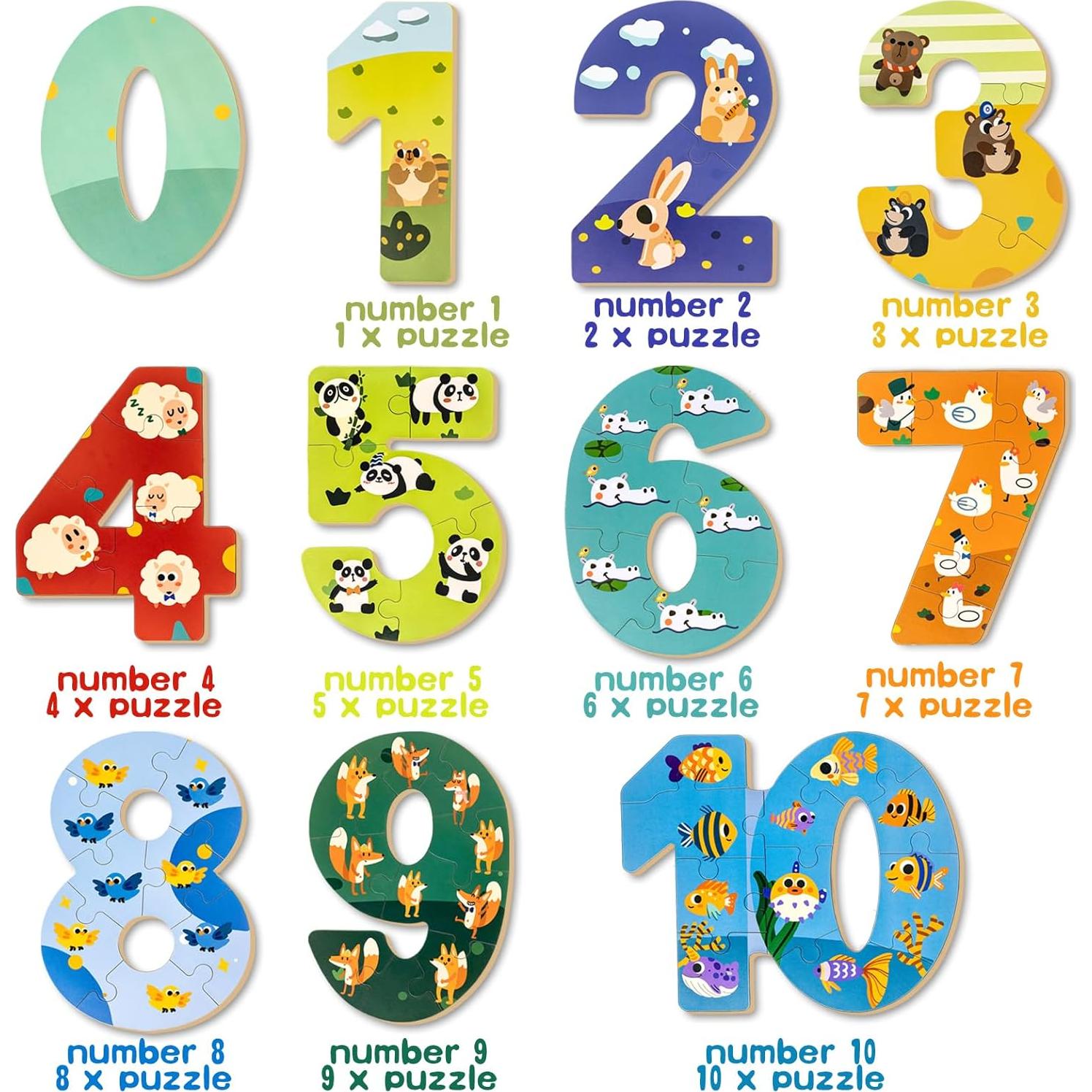 Rompecabezas de Números de Madera KIDS KING para Niños 3-5 Años