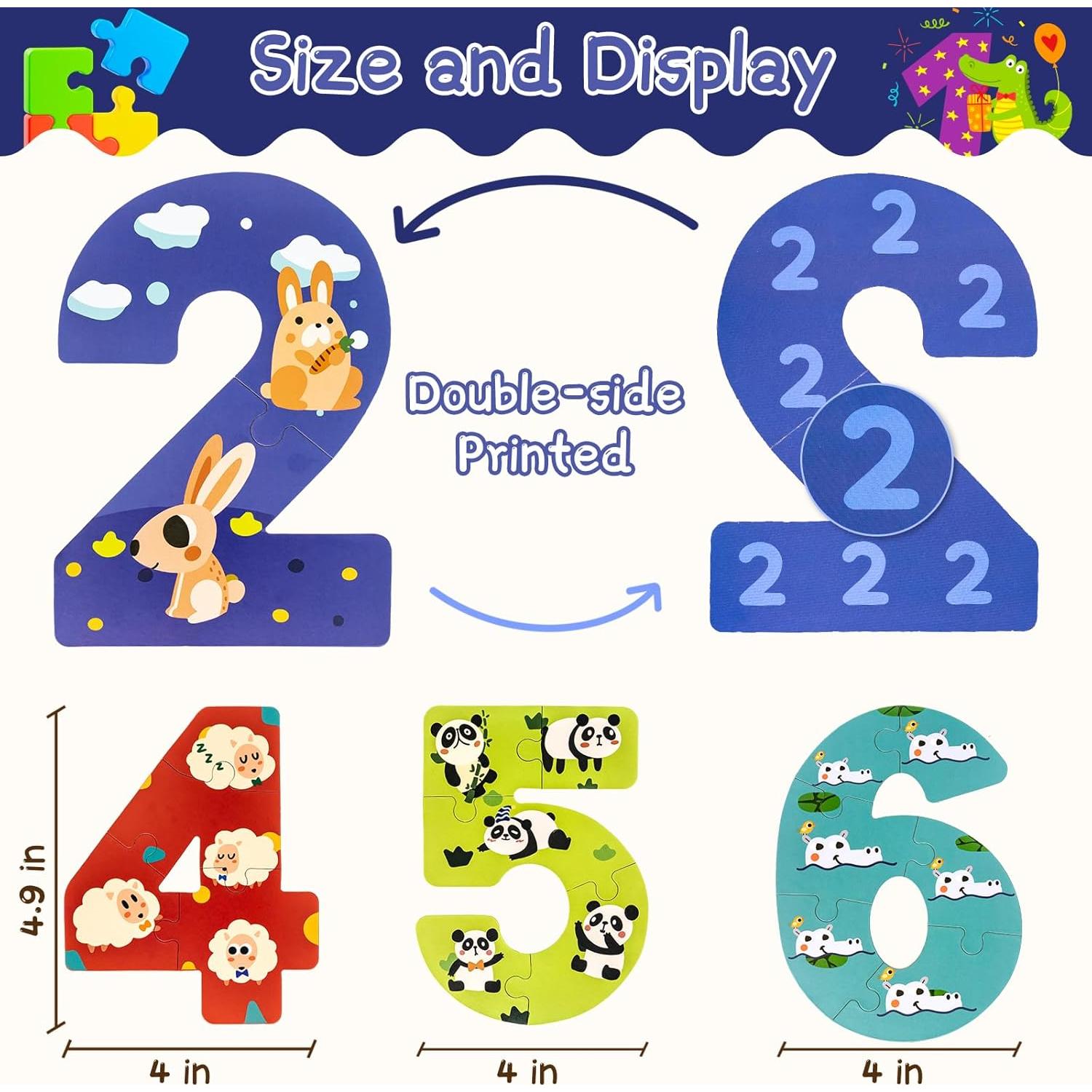 Rompecabezas de Números de Madera KIDS KING para Niños 3-5 Años