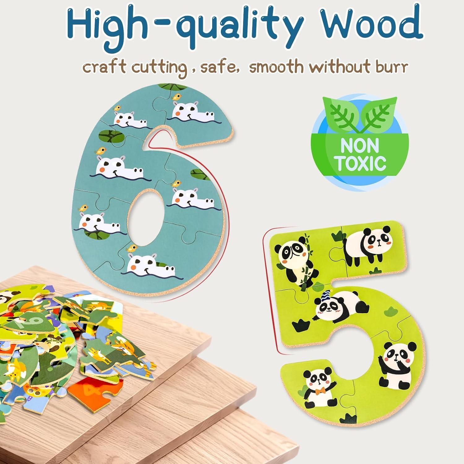 Rompecabezas de Números de Madera KIDS KING para Niños 3-5 Años