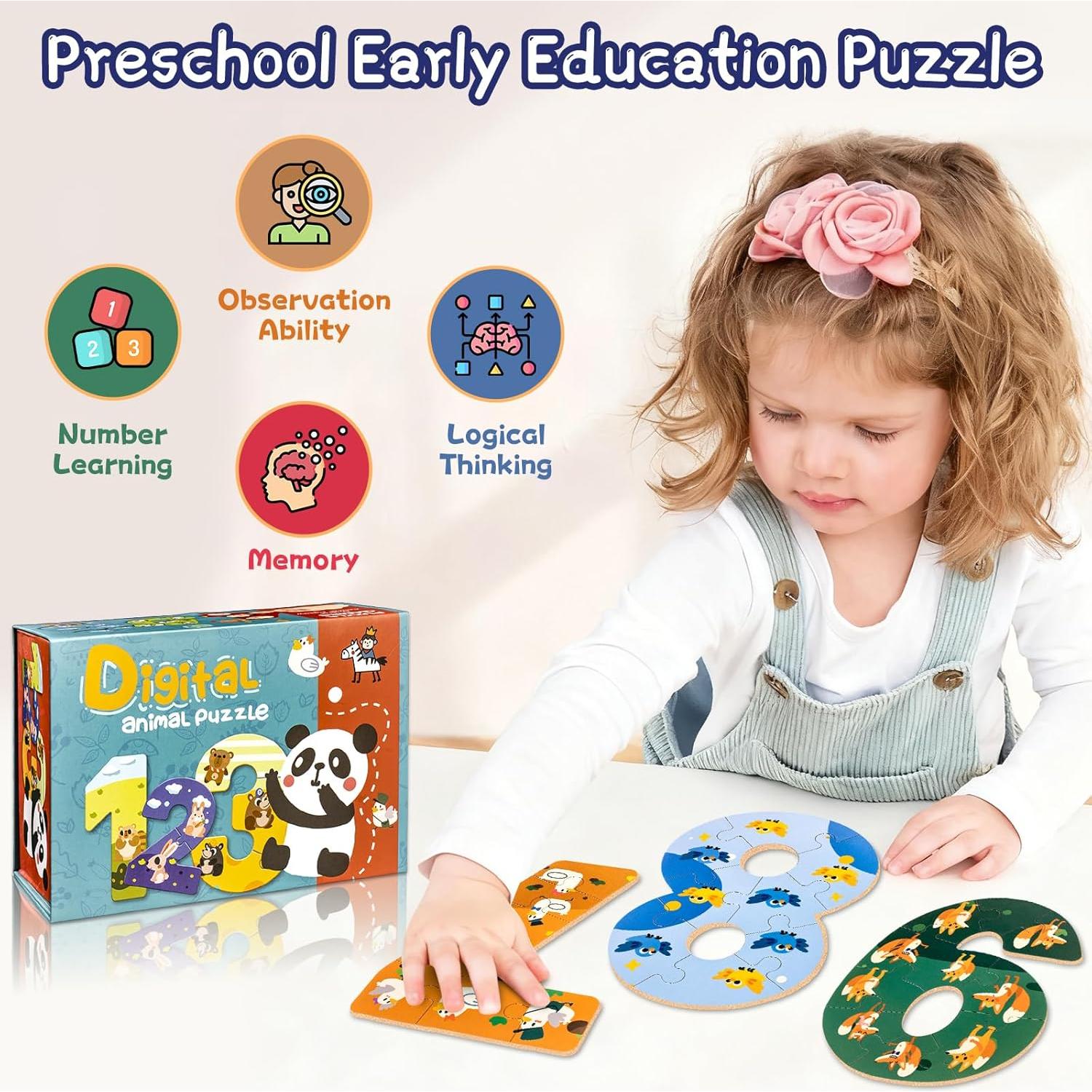 Rompecabezas de Números de Madera KIDS KING para Niños 3-5 Años