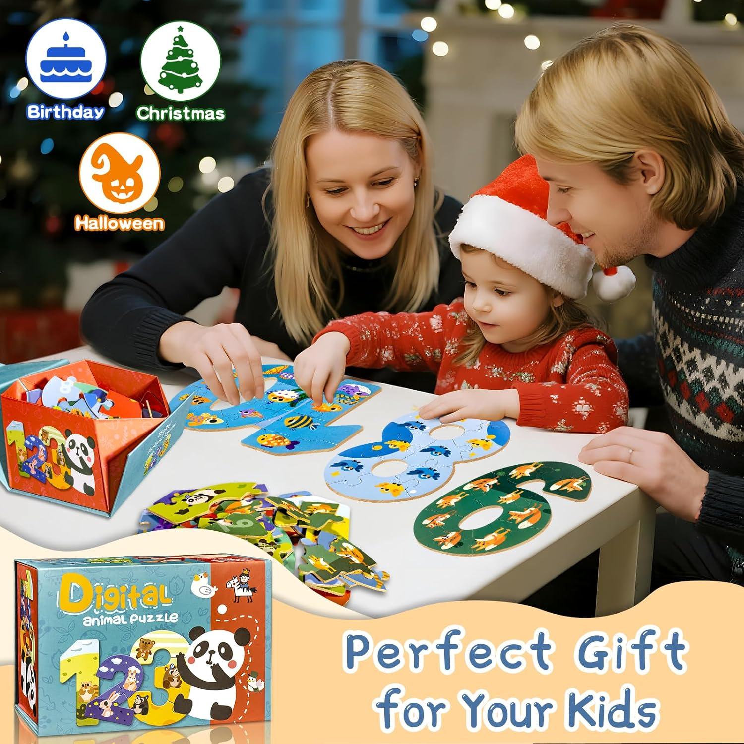 Rompecabezas de Números de Madera KIDS KING para Niños 3-5 Años