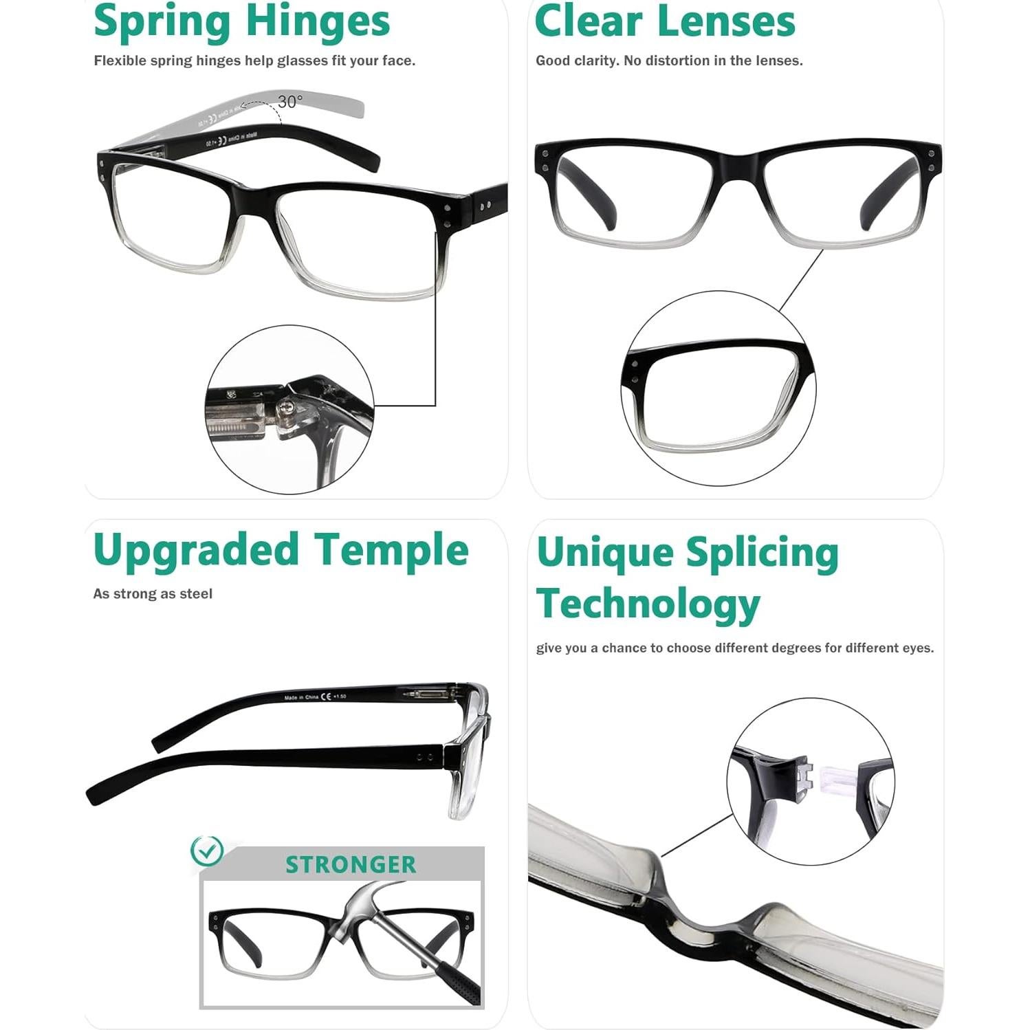 Gafas de lectura EYEKEPPER negras +1.00 personalizadas