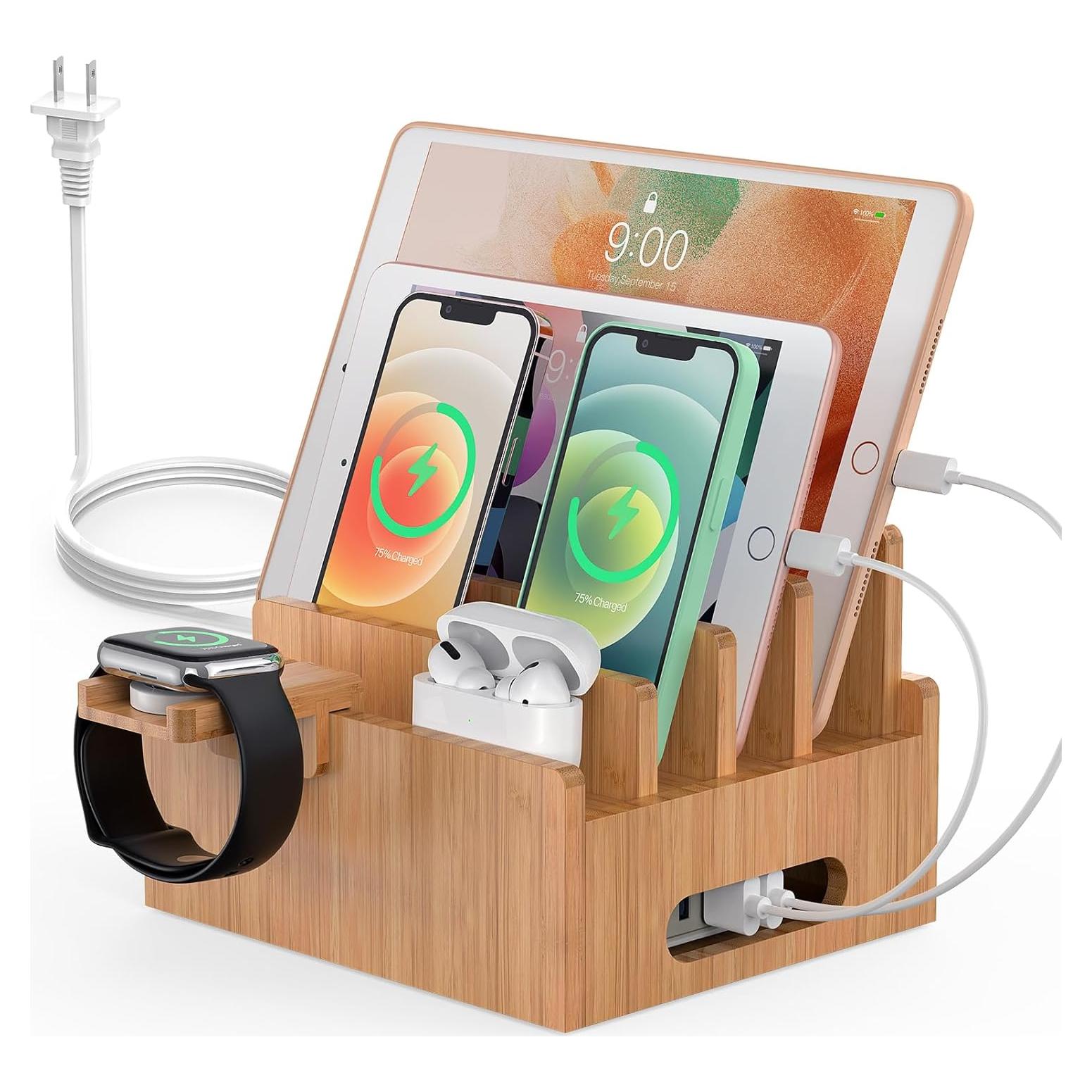 Estación de Carga de Bambú Pezin & Hulin 5 Puertos USB