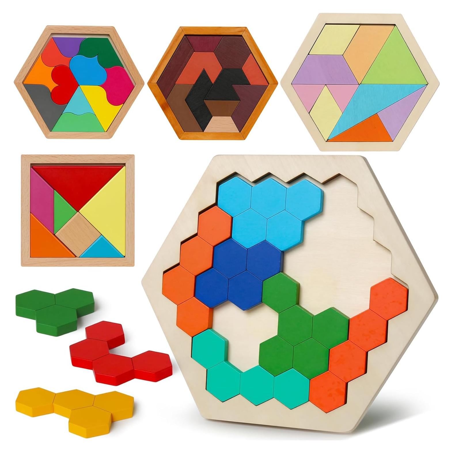 Conjunto de Rompecabezas de Madera Montessori 5 Piezas