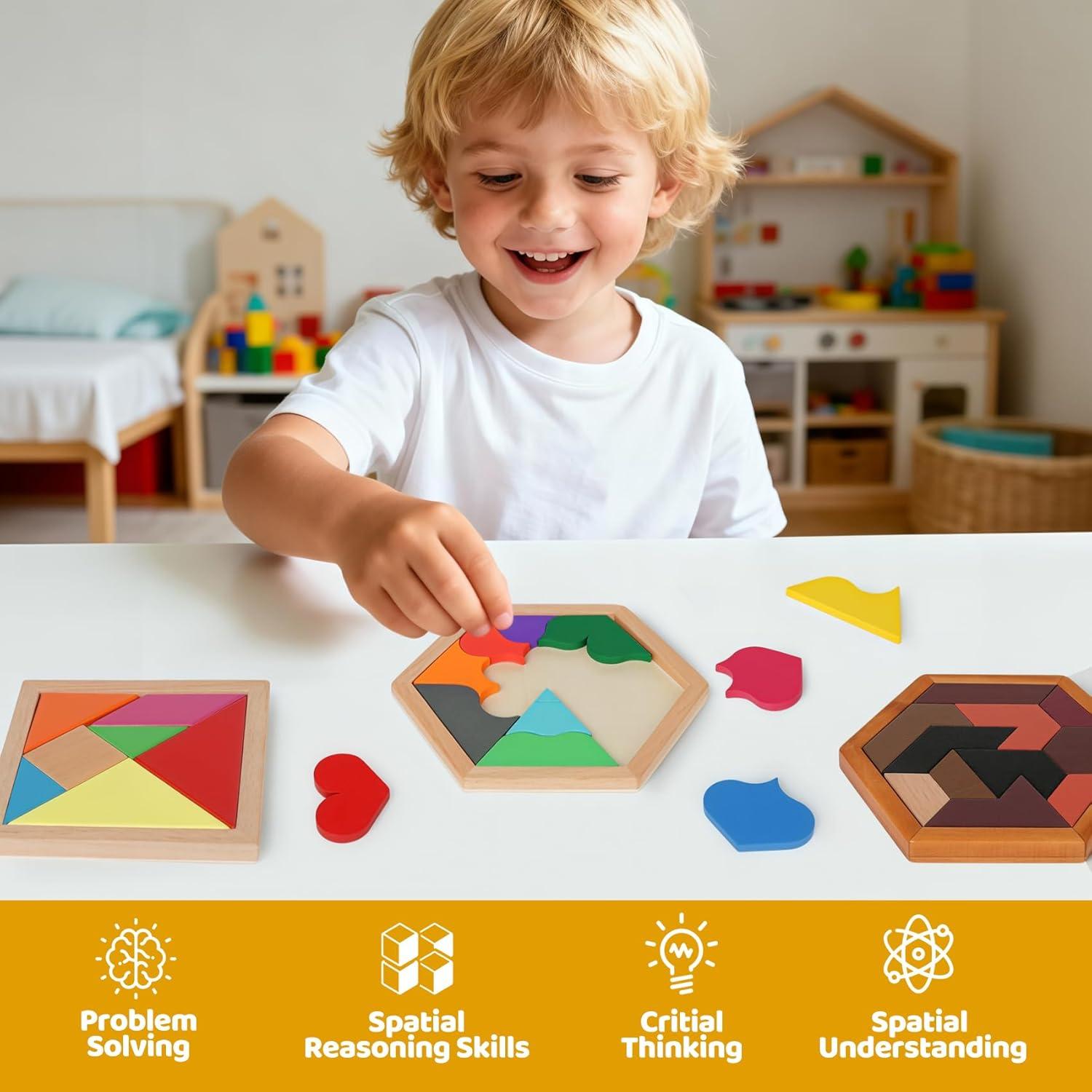 Conjunto de Rompecabezas de Madera Montessori 5 Piezas