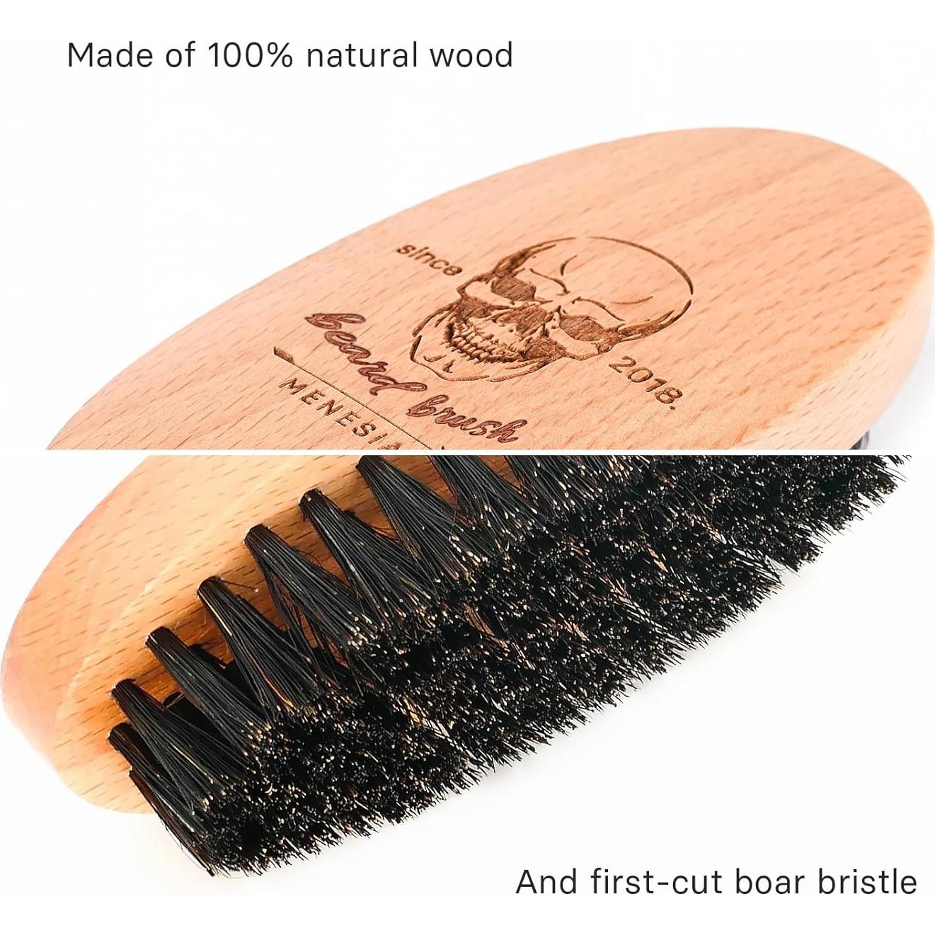 Cepillo de Barba Menesia de Madera Cráneo para Hombres