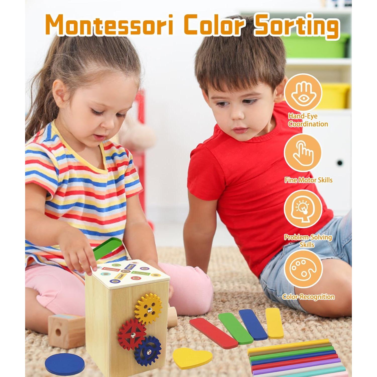 Juguetes Montessori de Madera PLSFSS 3 en 1 para Niños 1-3 Años