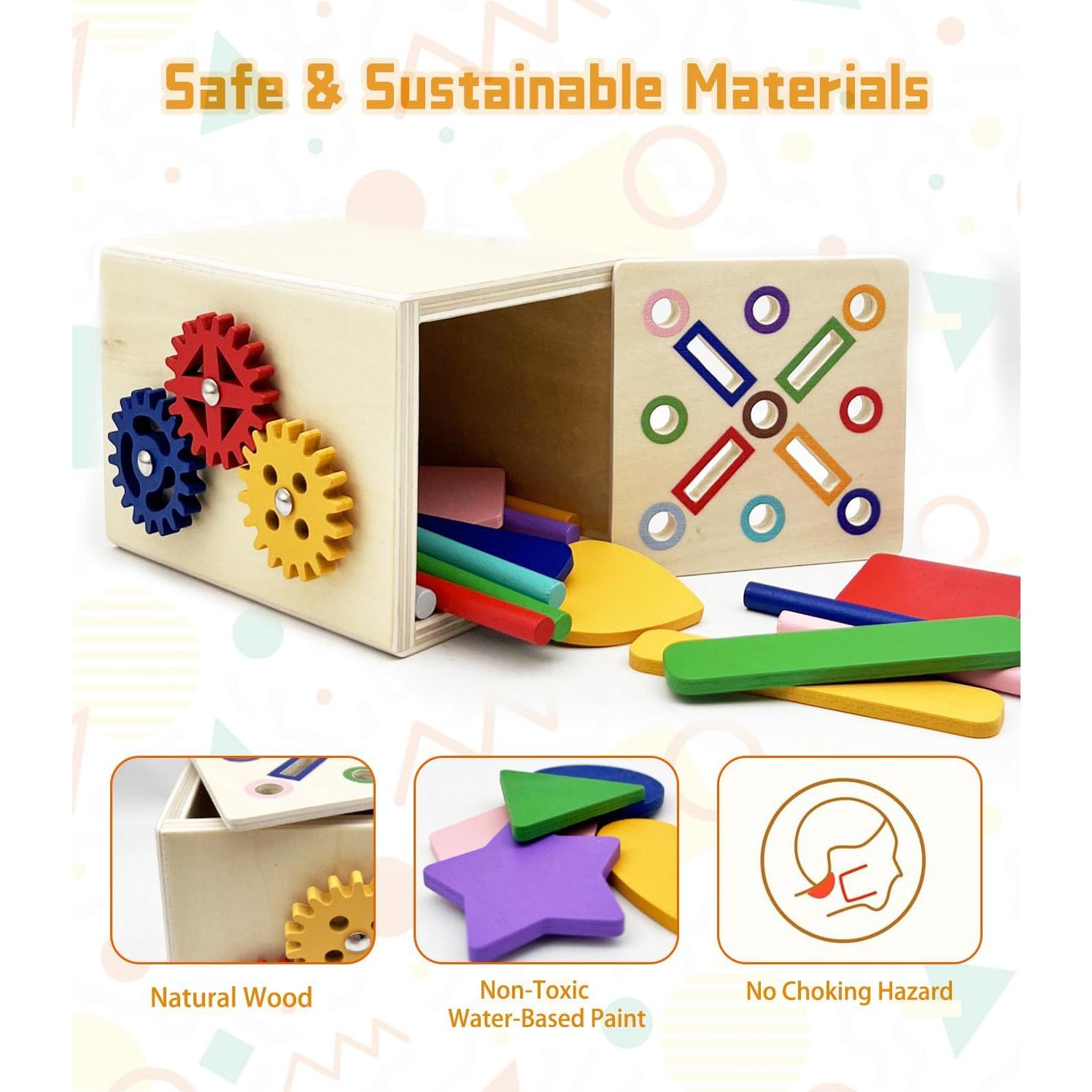 Juguetes Montessori de Madera PLSFSS 3 en 1 para Niños 1-3 Años