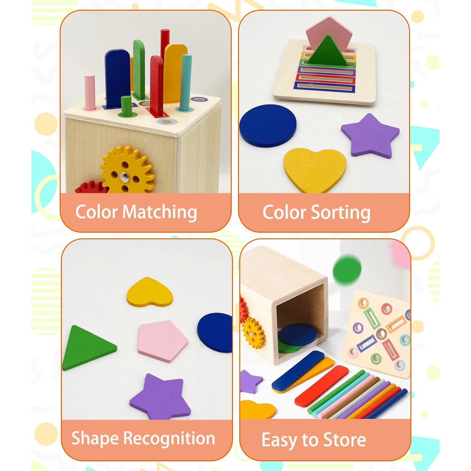 Juguetes Montessori de Madera PLSFSS 3 en 1 para Niños 1-3 Años