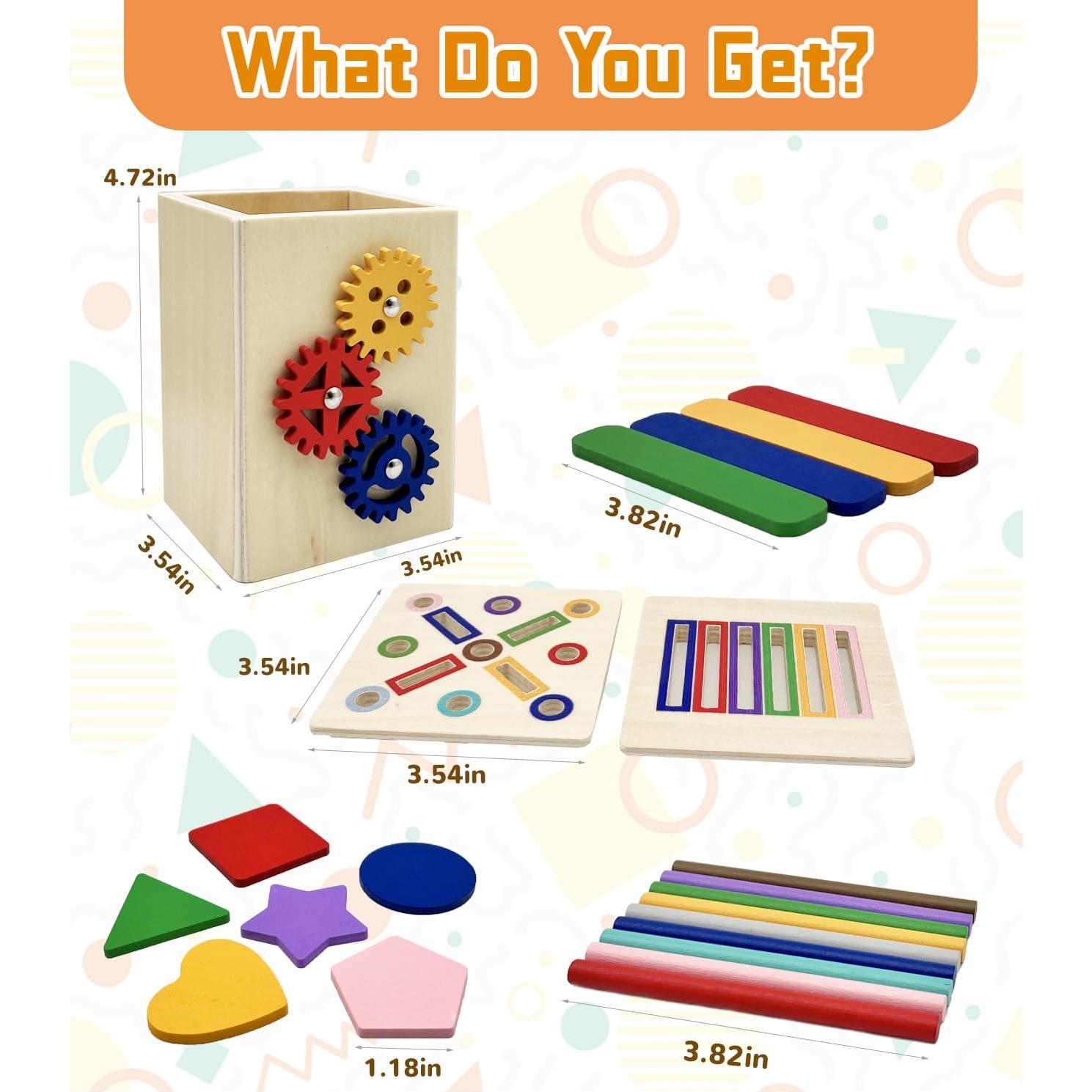 Juguetes Montessori de Madera PLSFSS 3 en 1 para Niños 1-3 Años