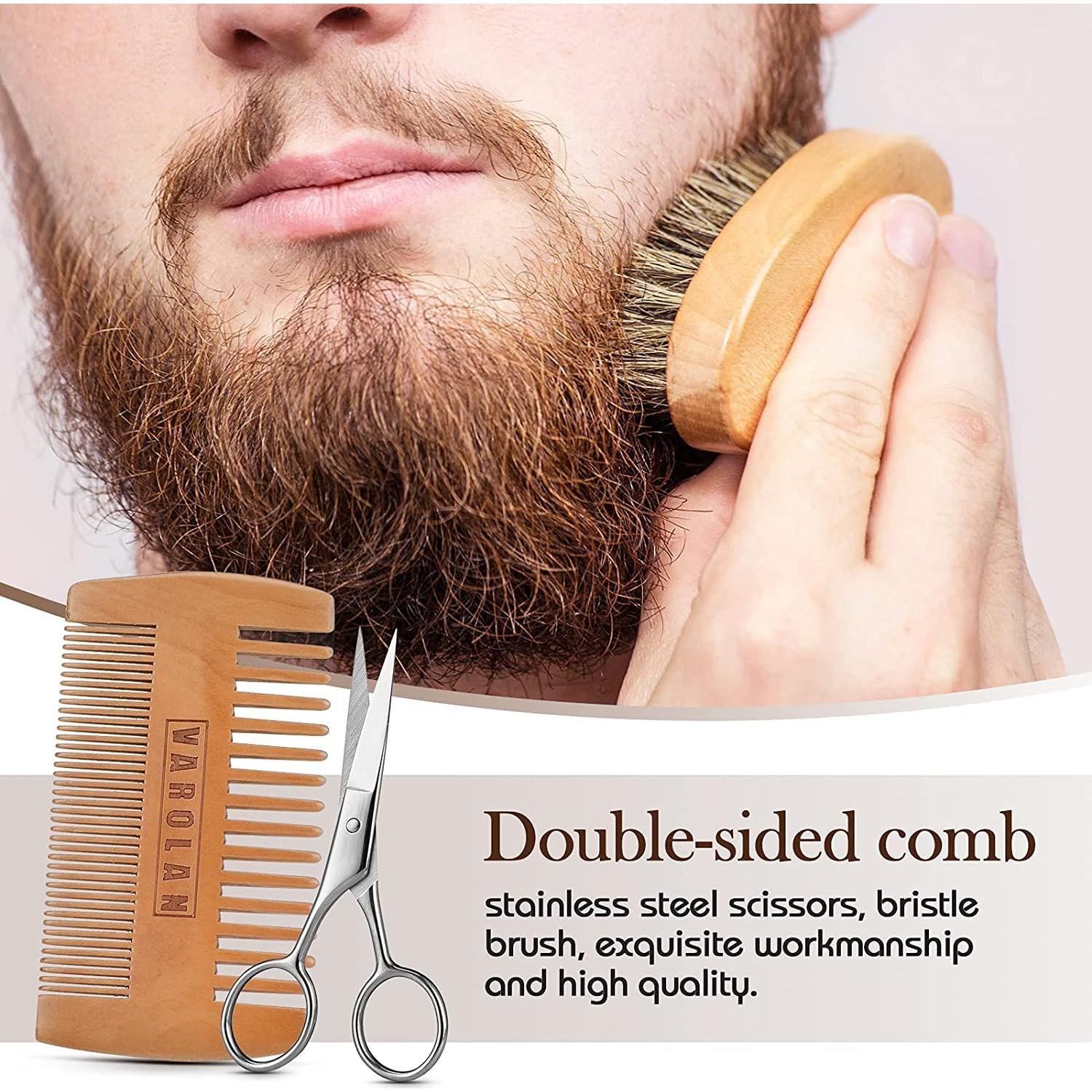 Kit de Cuidado de Barba Varolan con Aceite y Balsamo