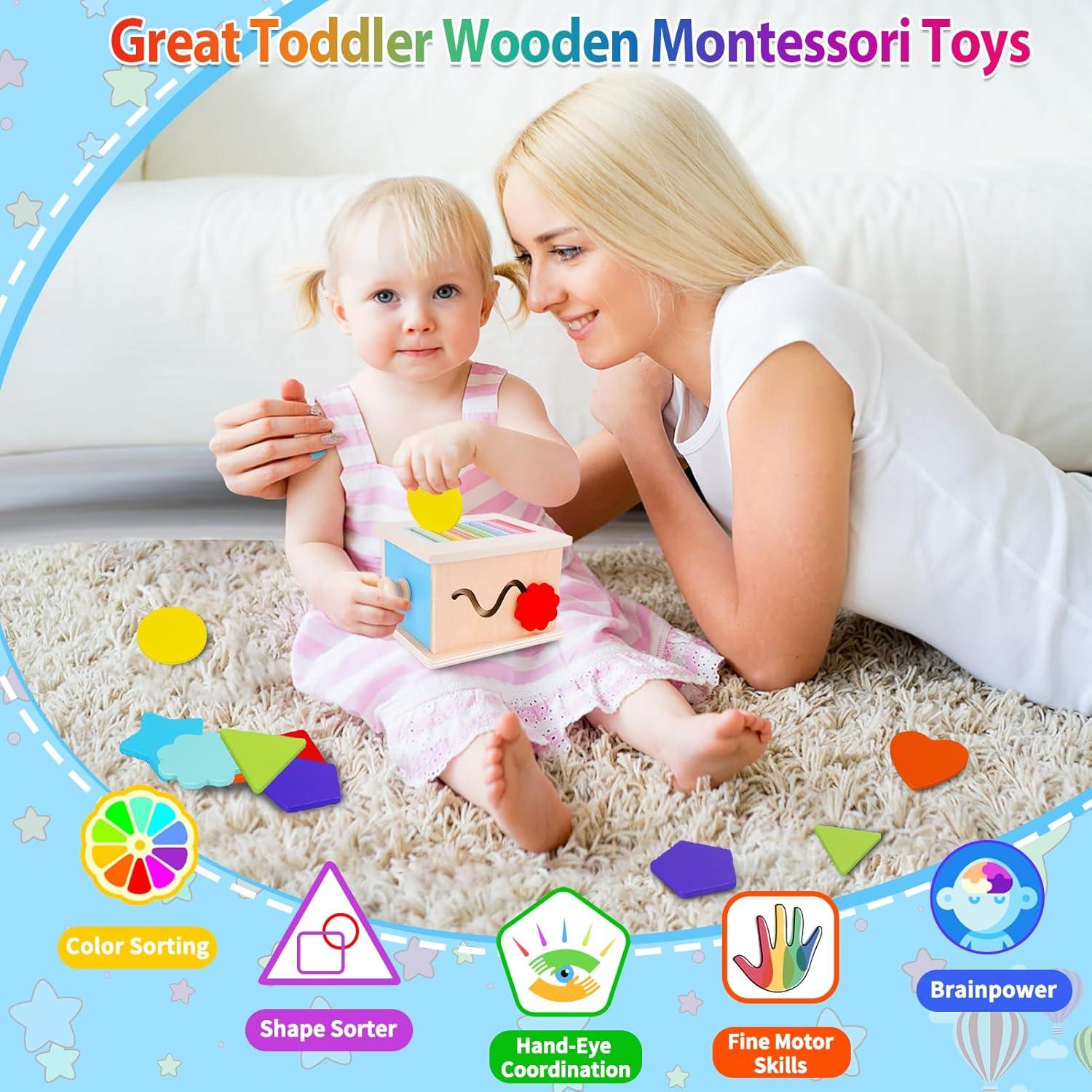 Juguete Montessori FCSONU Caja de Monedas Madera 14 Bloques