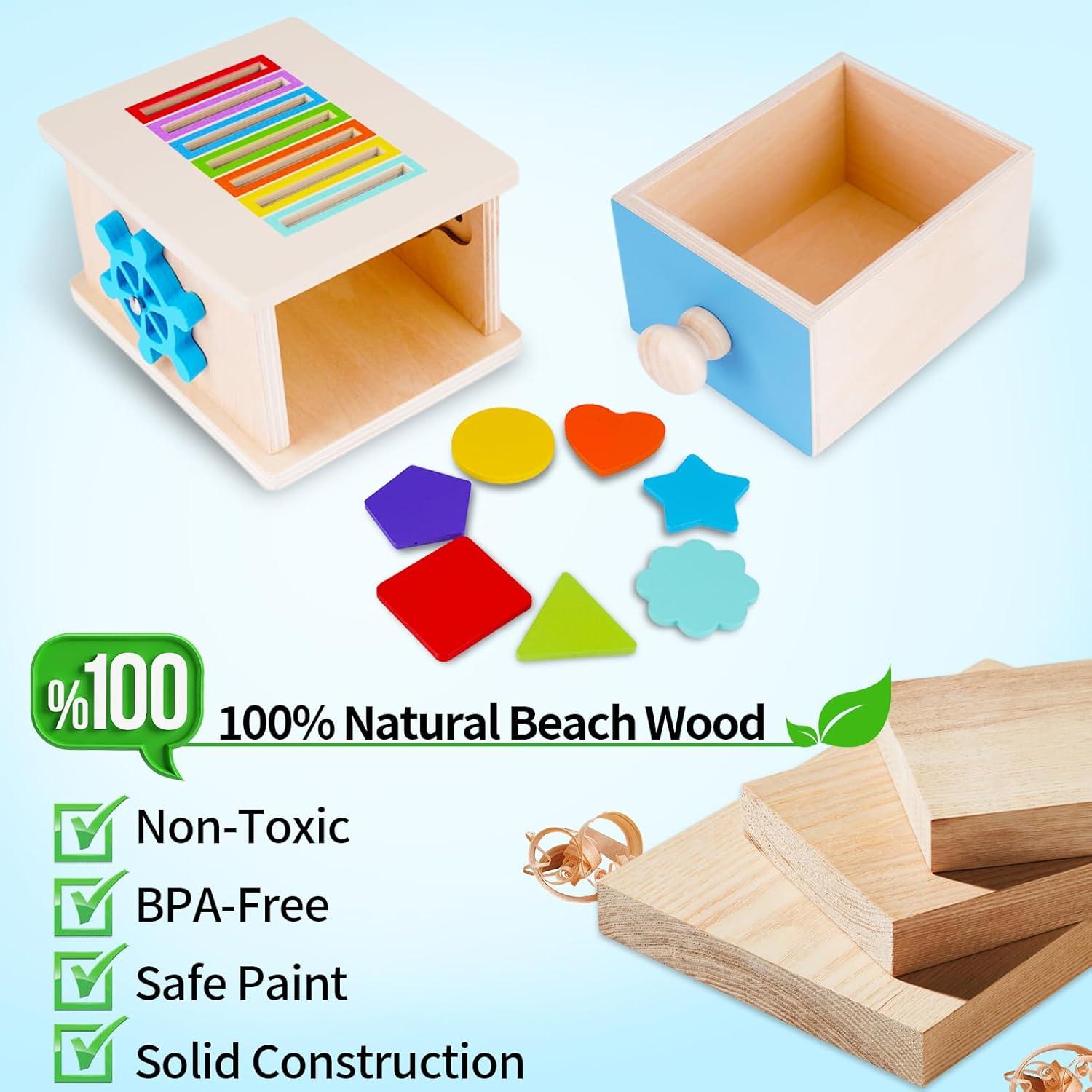 Juguete Montessori FCSONU Caja de Monedas Madera 14 Bloques