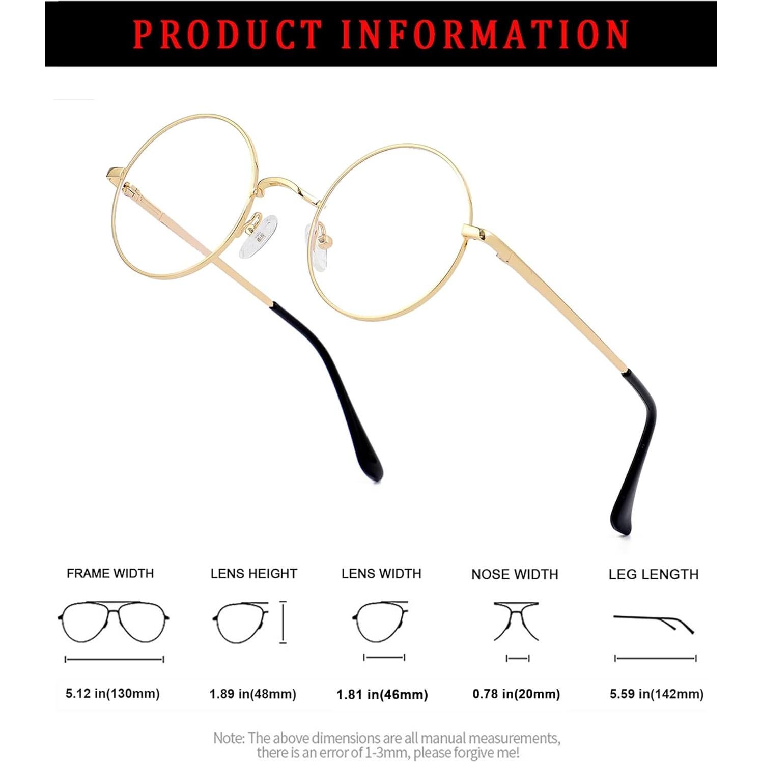 Gafas Redondas ZIMUSUN Oro Lentes Claros UV400