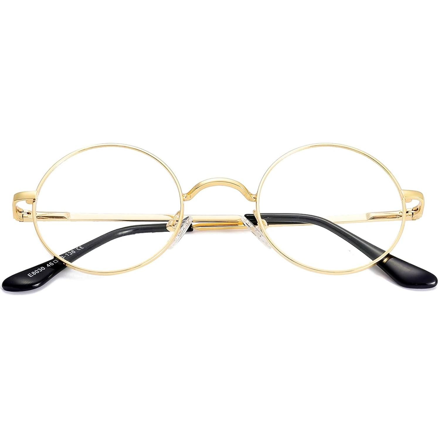 Gafas Redondas ZIMUSUN Oro Lentes Claros UV400