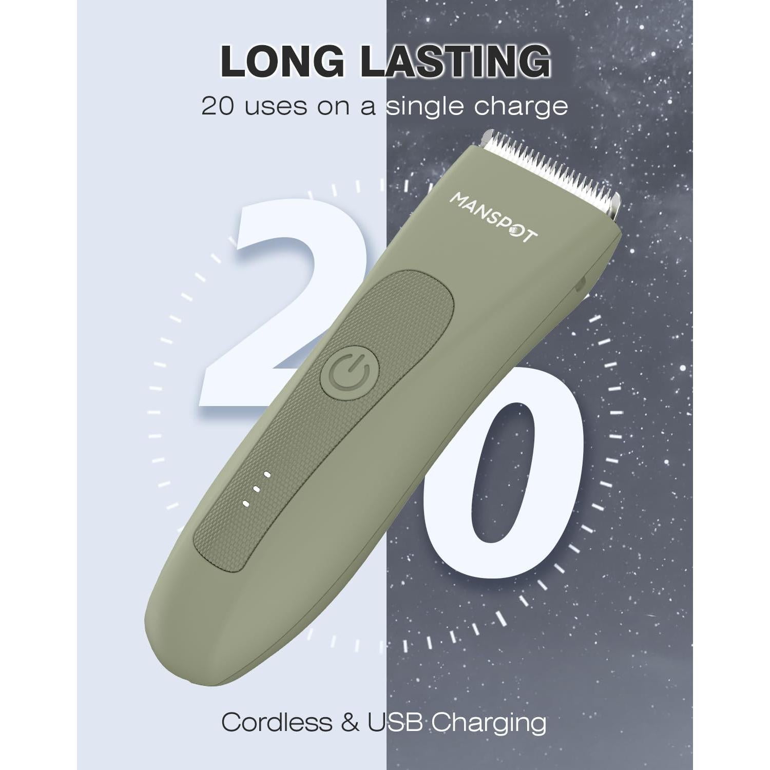 Recortadora Eléctrica MANSPOT para Vello Público Verde