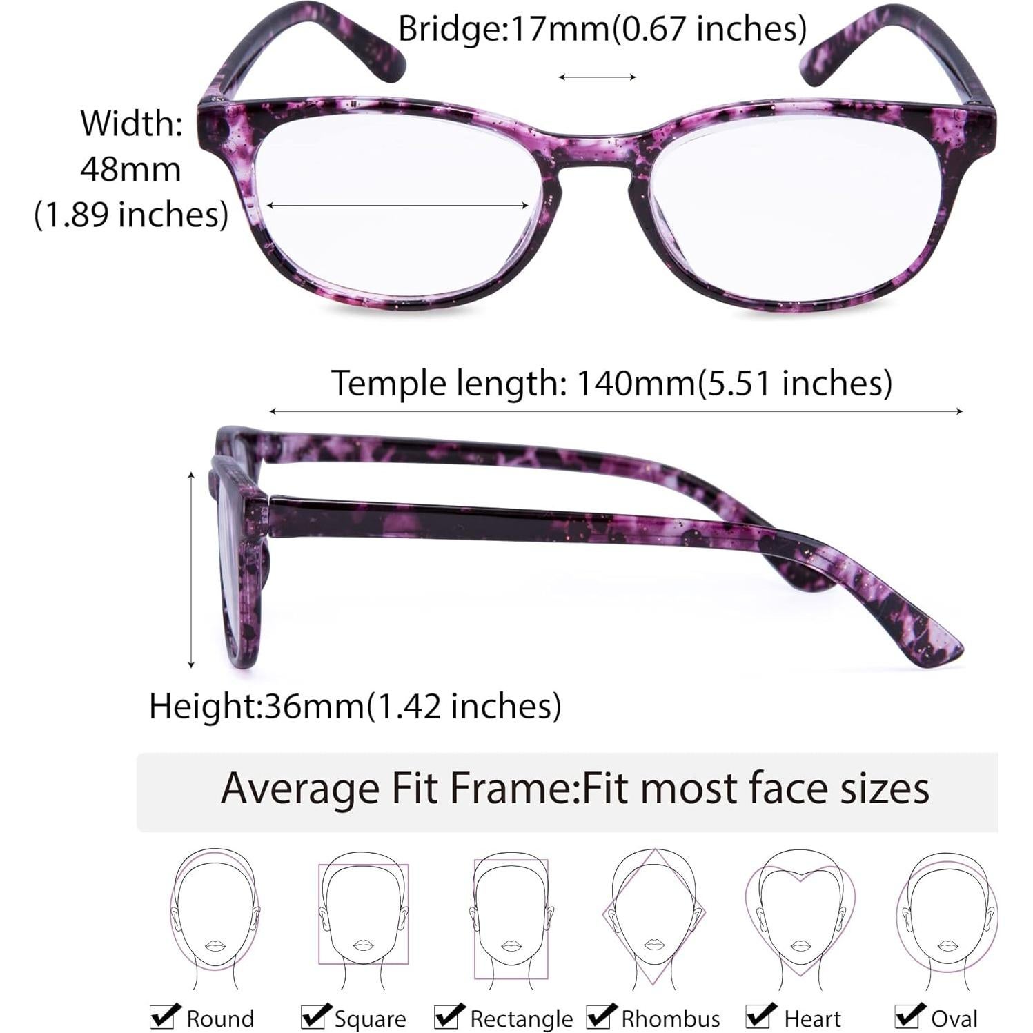 Gafas de lectura EYEGUARD 4 Pack Lentes coloridos 2.0x