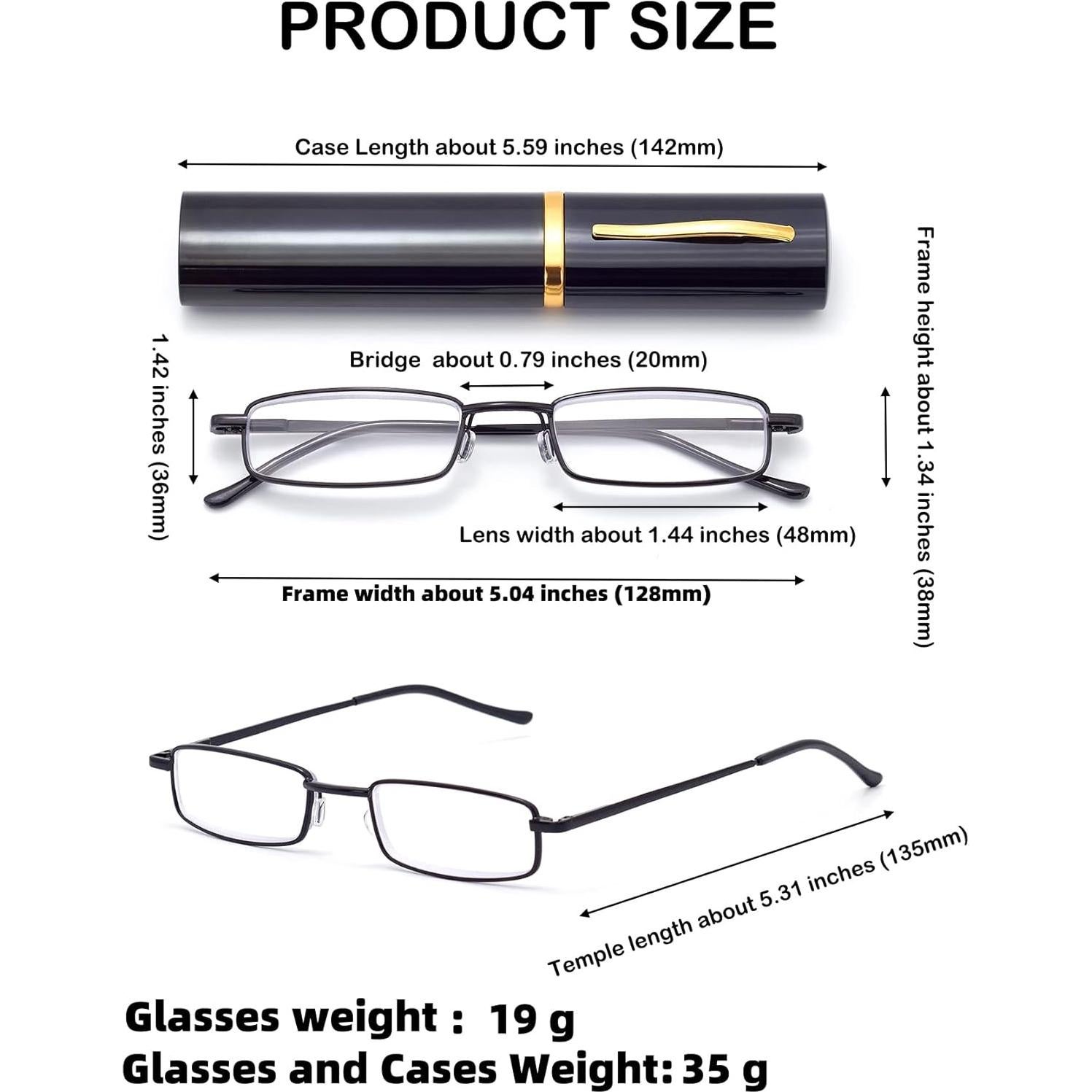 Gafas de Lectura Compactas HIGHLIKE 1.75x Metal Negro