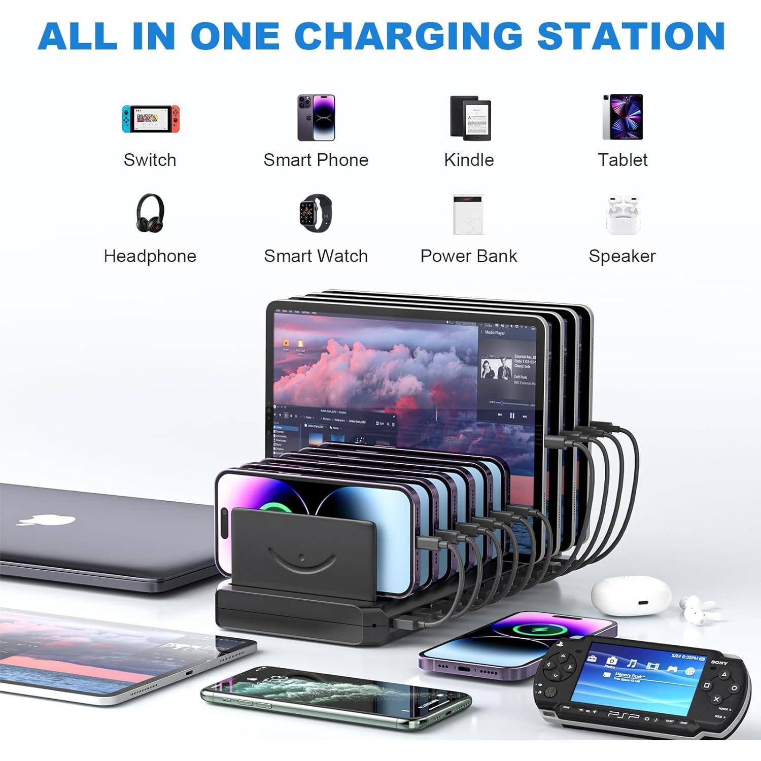 Estación de Carga Cinlinso 60W 10 Puertos USB Rápida