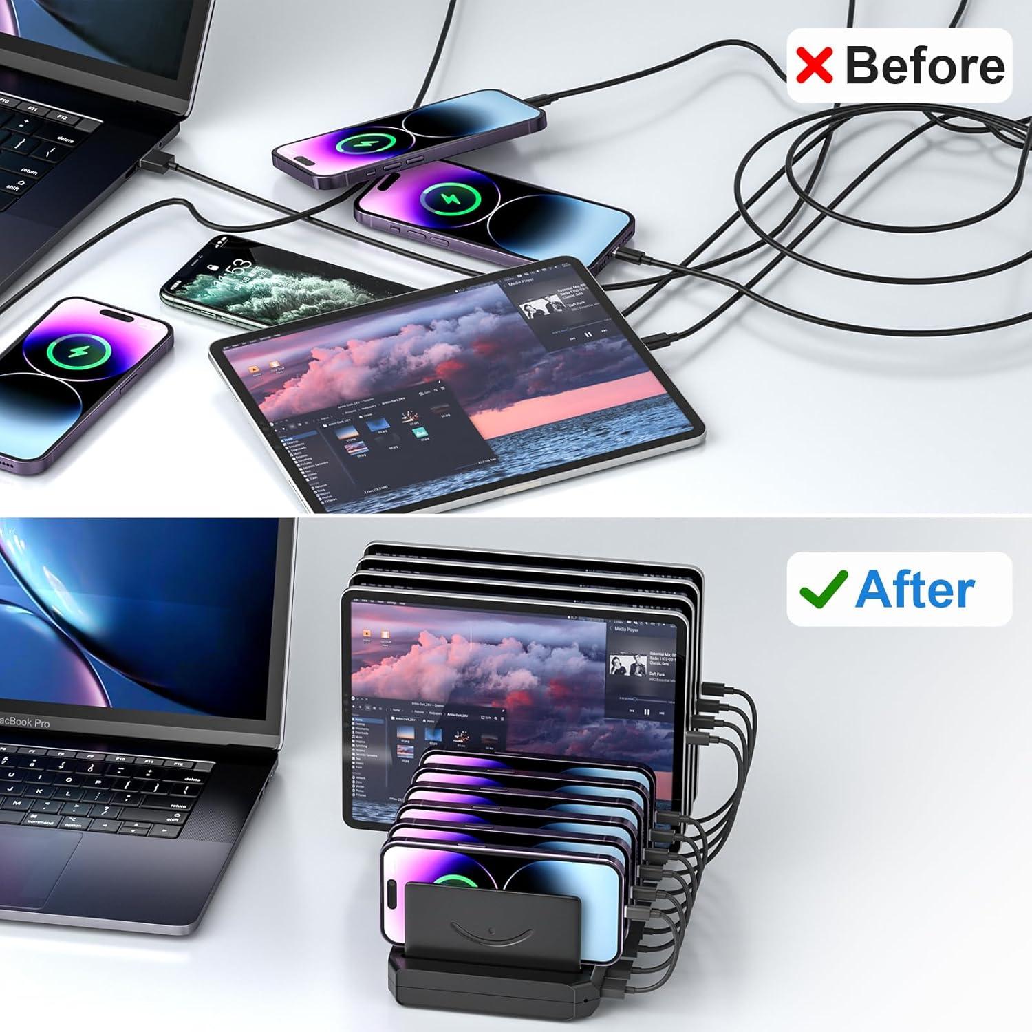 Estación de Carga Cinlinso 60W 10 Puertos USB Rápida