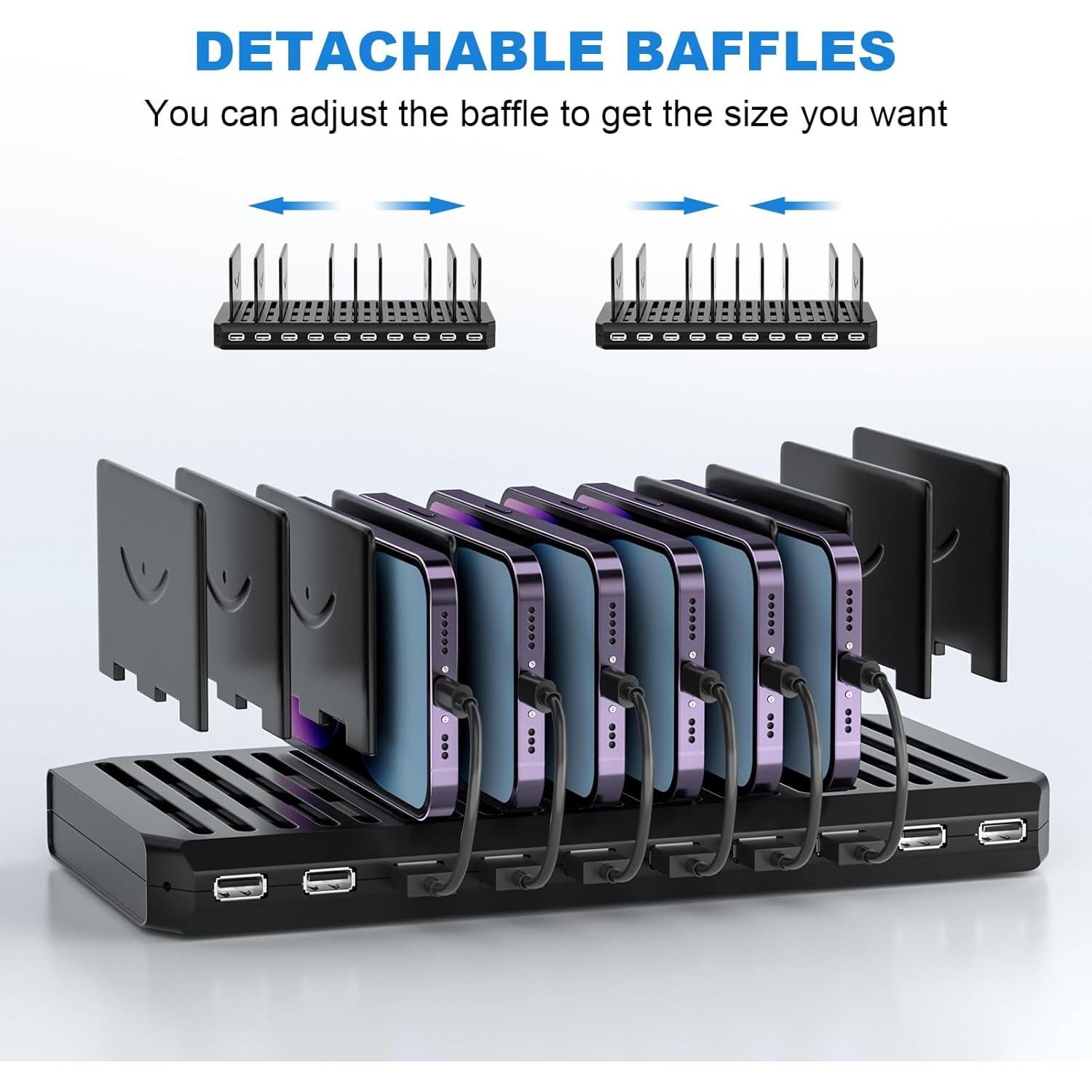 Estación de Carga Cinlinso 60W 10 Puertos USB Rápida