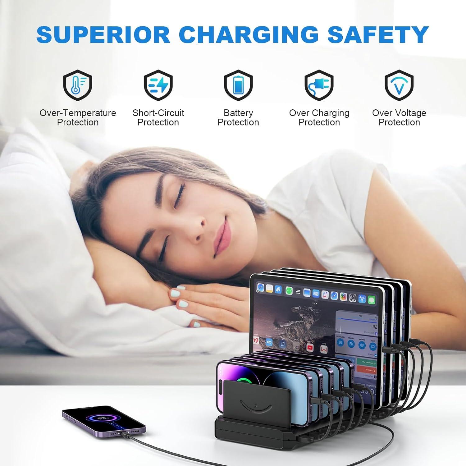 Estación de Carga Cinlinso 60W 10 Puertos USB Rápida