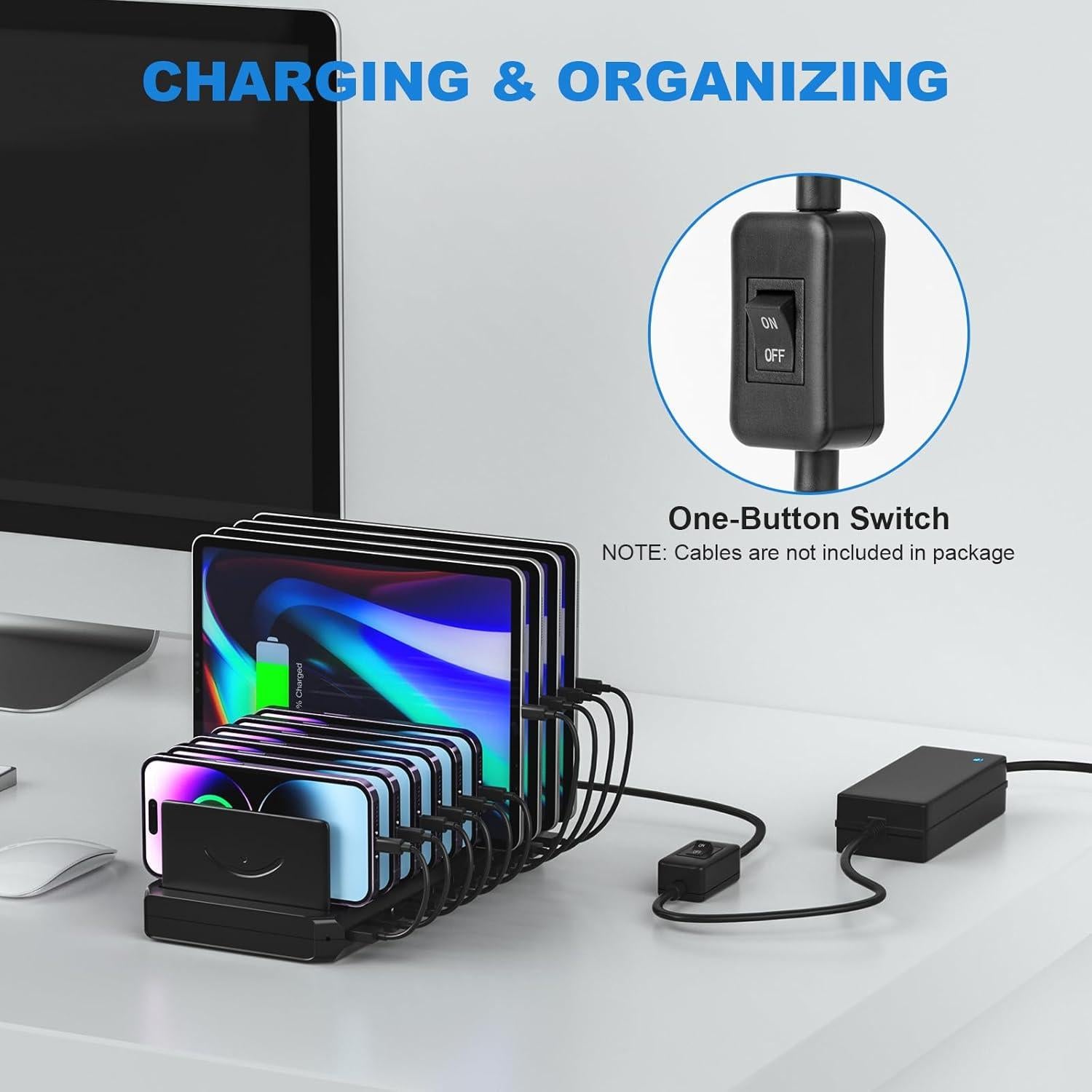 Estación de Carga Cinlinso 60W 10 Puertos USB Rápida