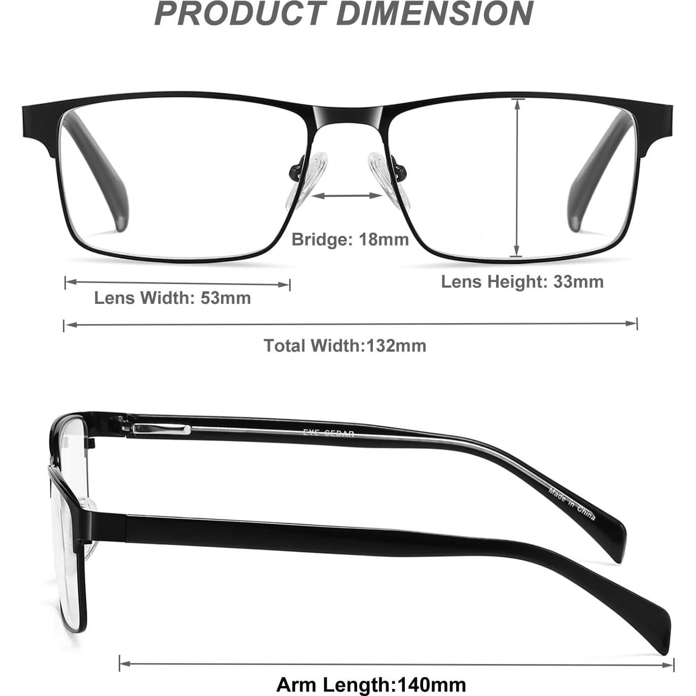 Gafas de lectura EYECEDAR 4-Pack Hombres 2.5 Dioptrías Negro